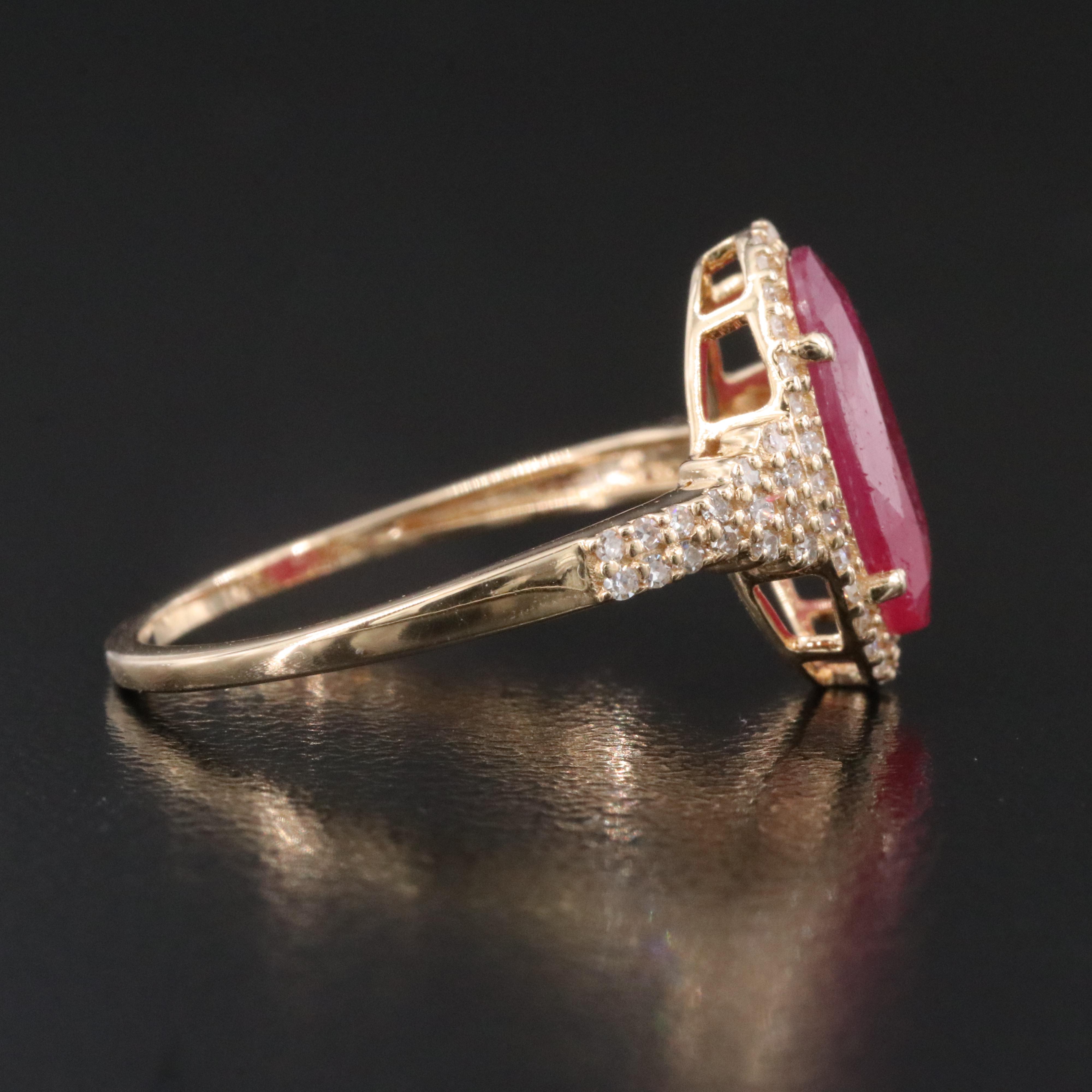 14K 1.39 CT Ruby and Diamond Halo Ring