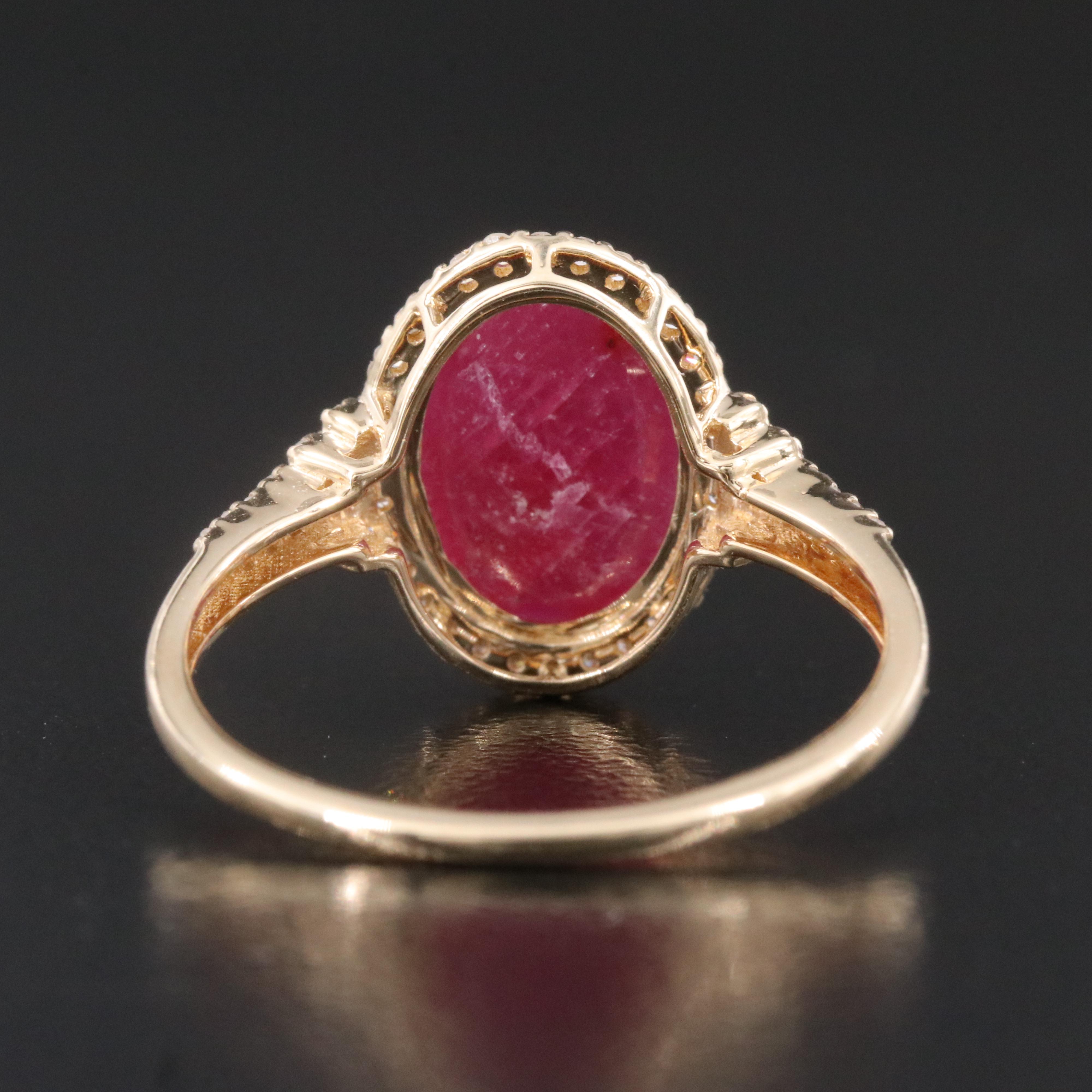 14K 1.39 CT Ruby and Diamond Halo Ring
