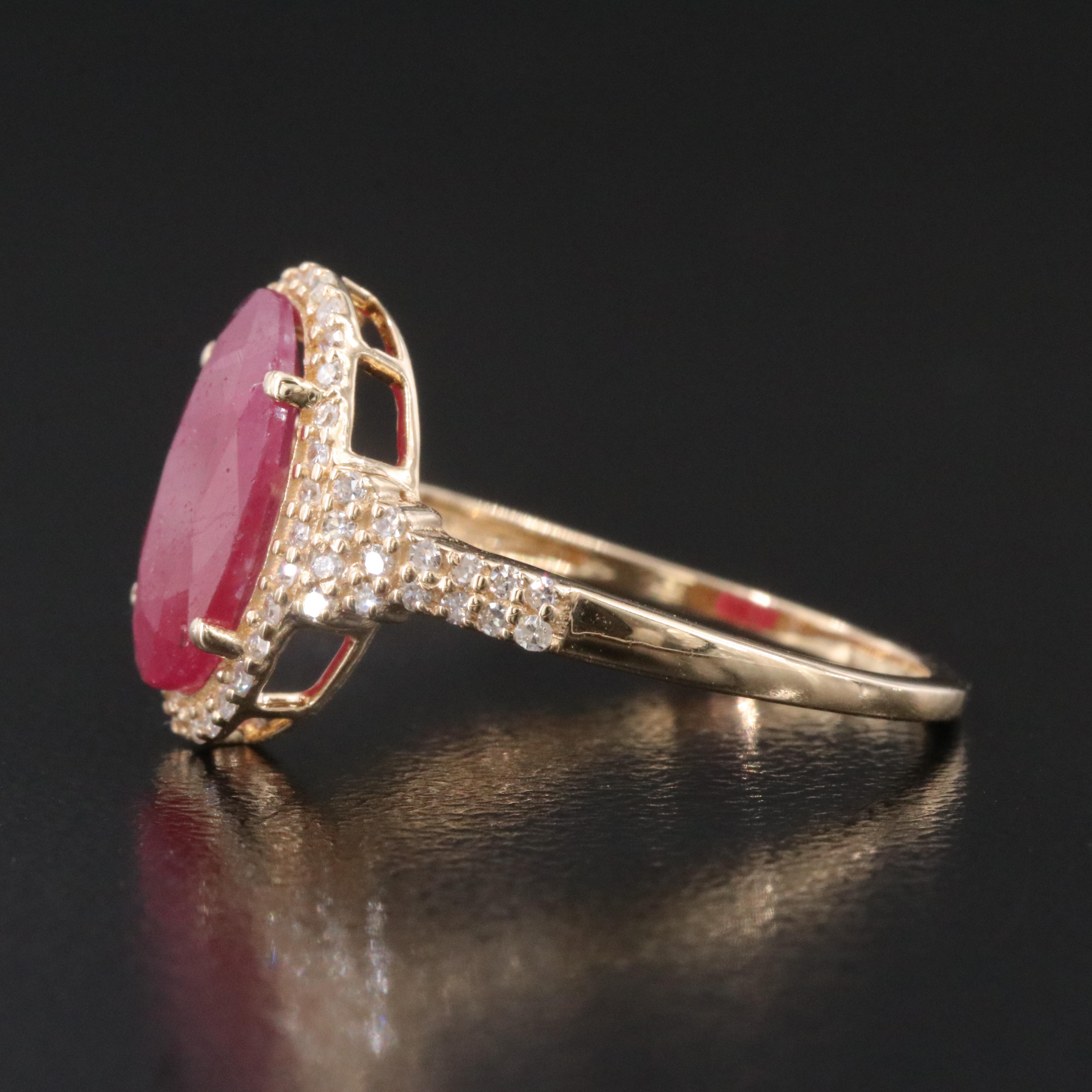 14K 1.39 CT Ruby and Diamond Halo Ring