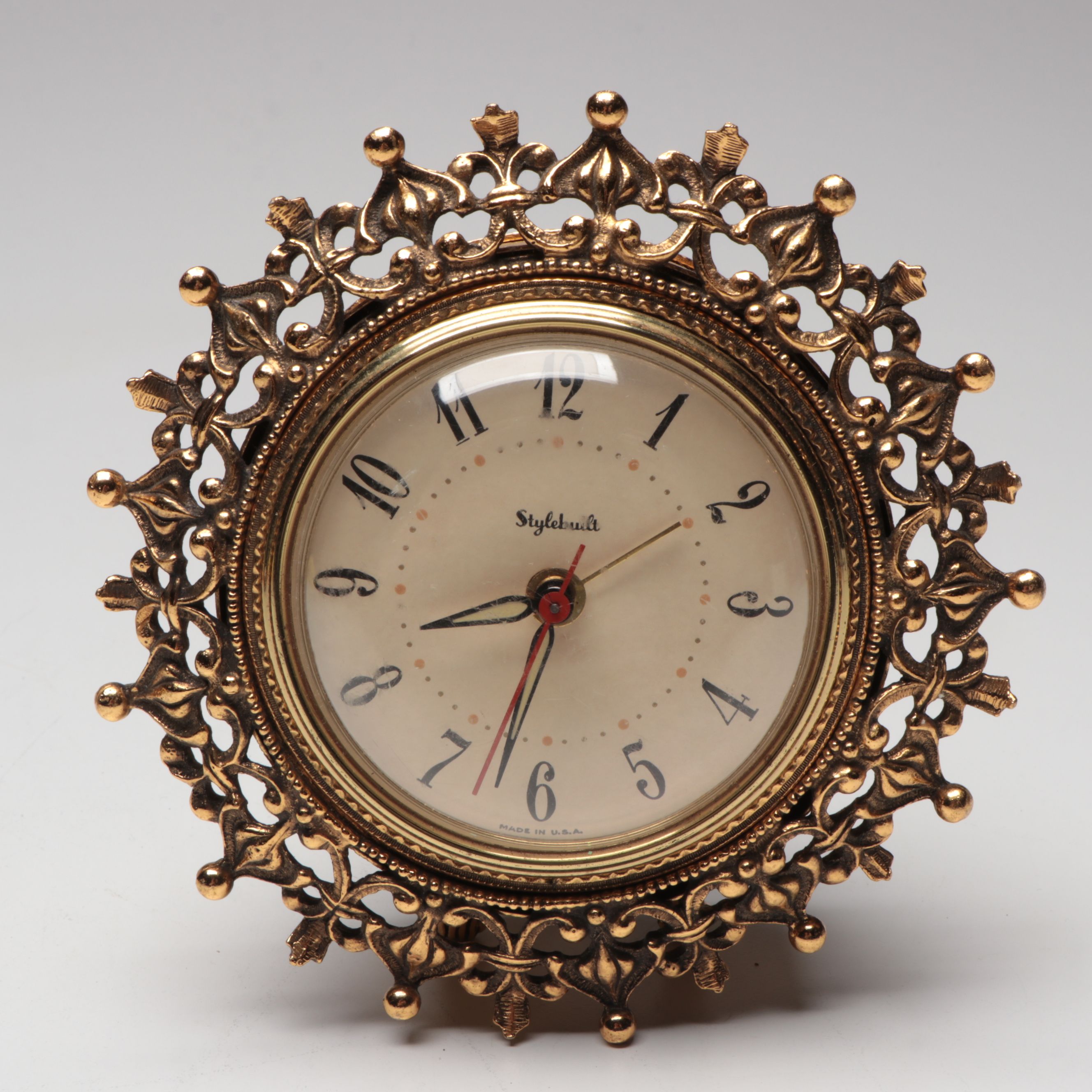 Stylebuilt Ornate Metal Perfume Tray and Electric Clock with More Décor