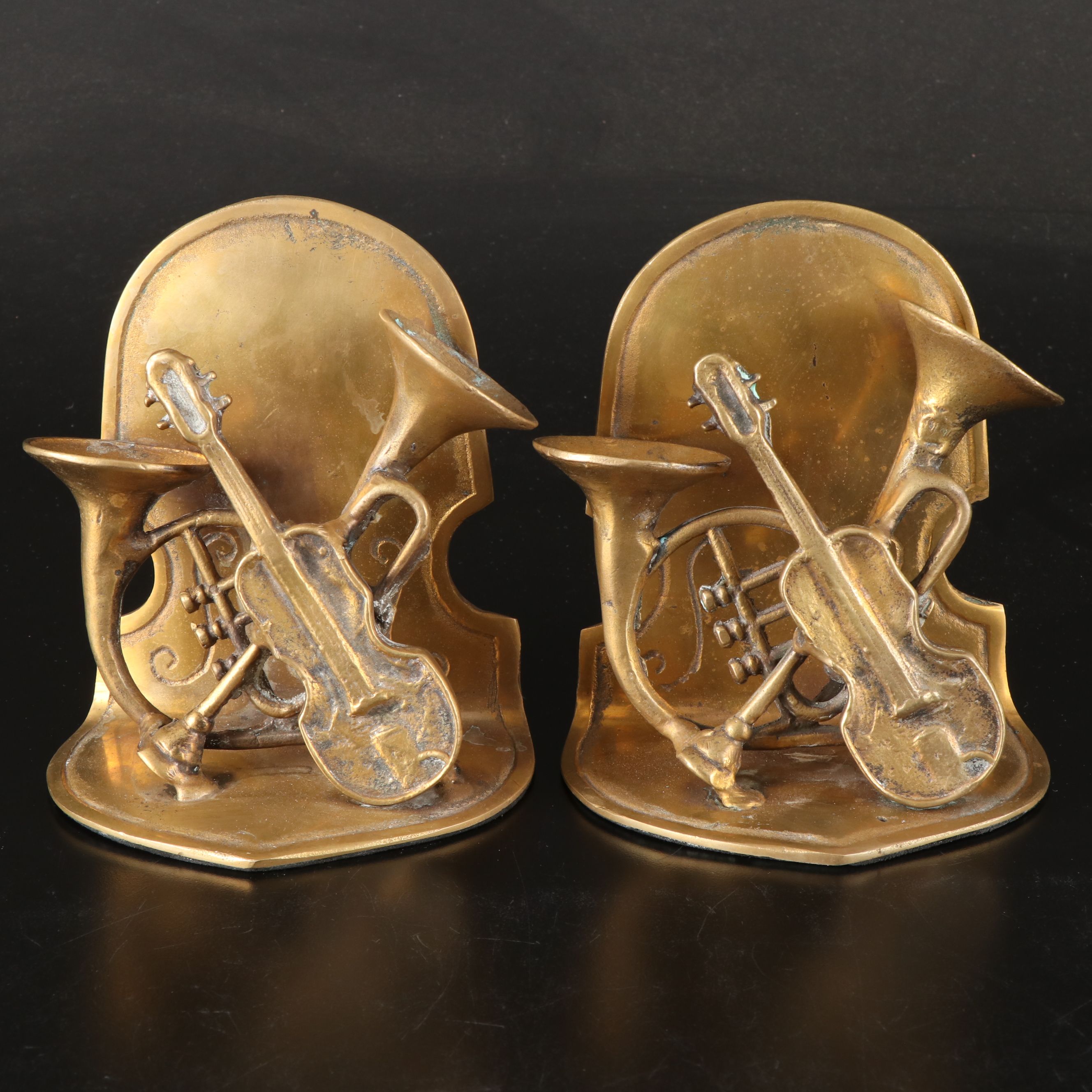 Brass Instrument Bookends