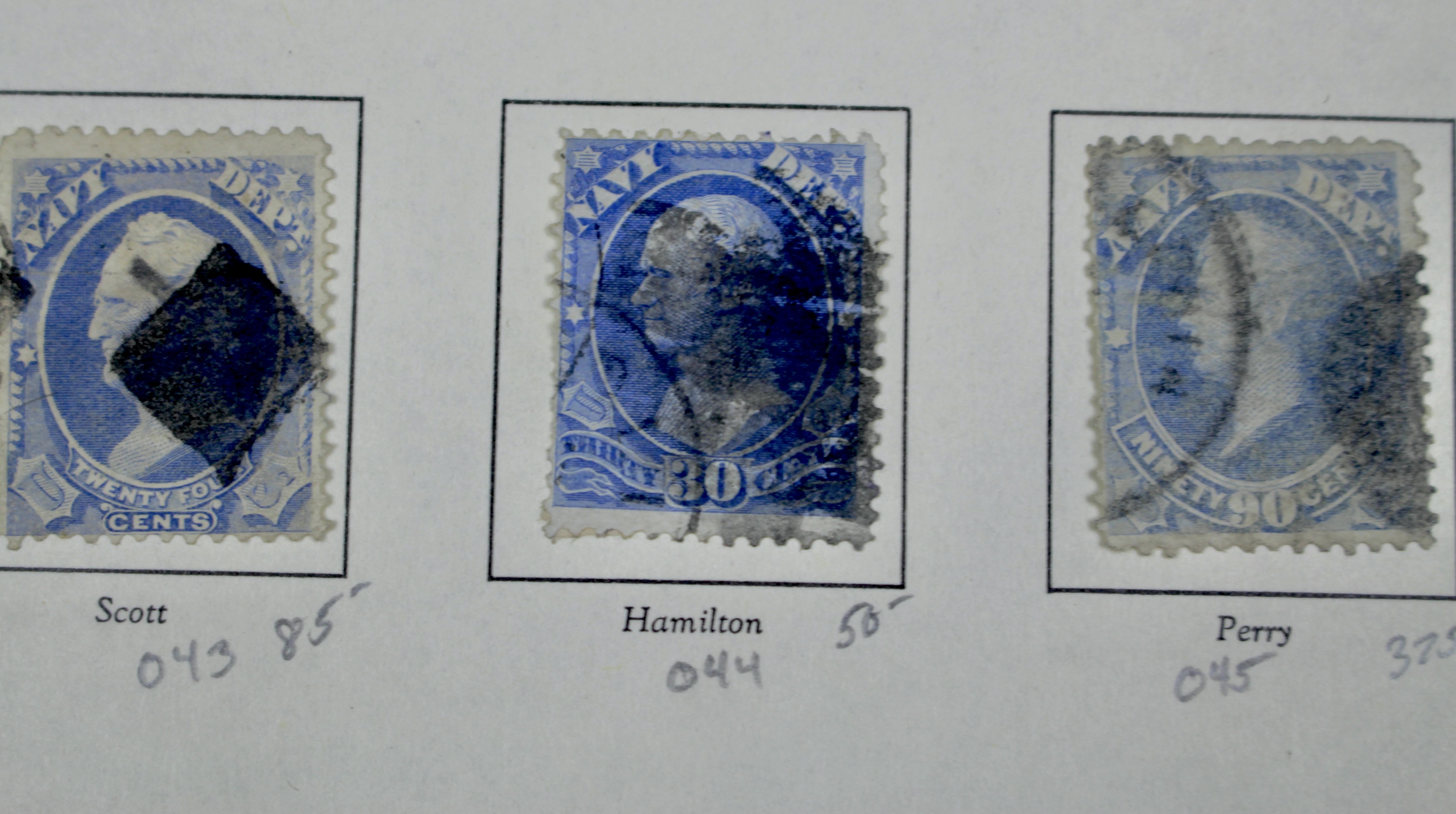 Ten Different U.S. Official Navy Department Postage Stamps, 1873