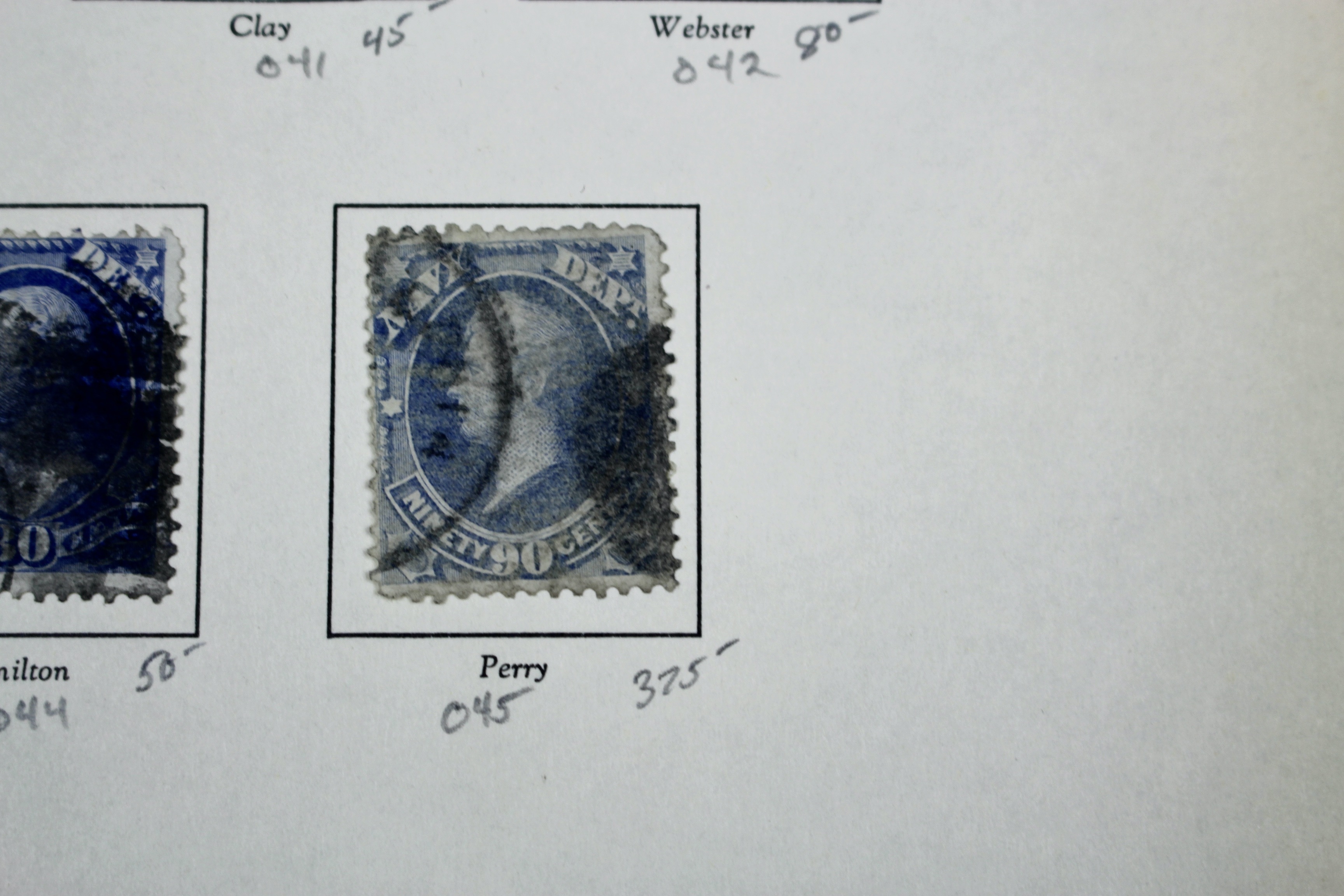 Ten Different U.S. Official Navy Department Postage Stamps, 1873