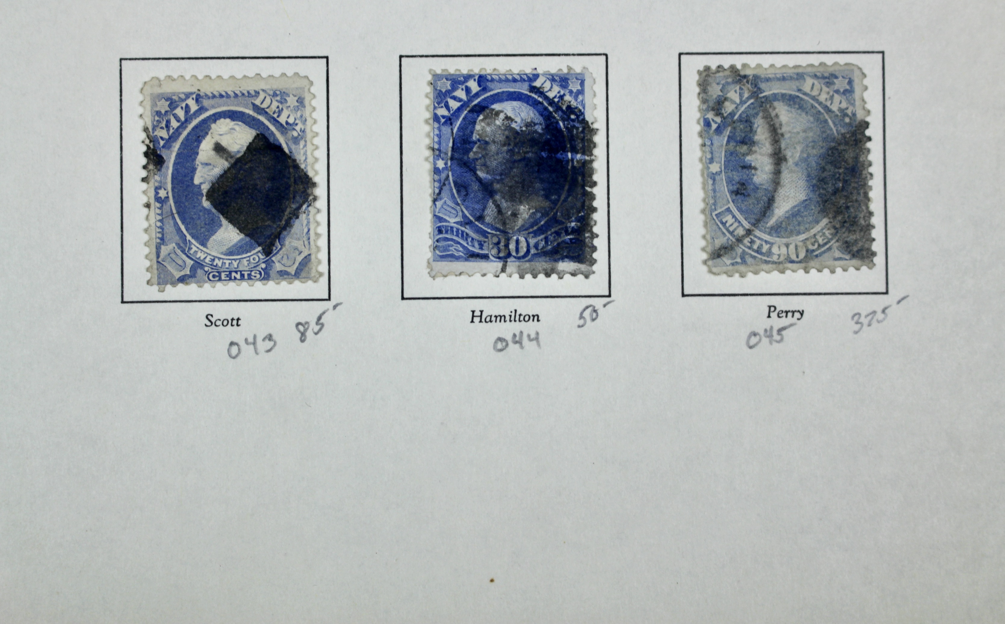 Ten Different U.S. Official Navy Department Postage Stamps, 1873