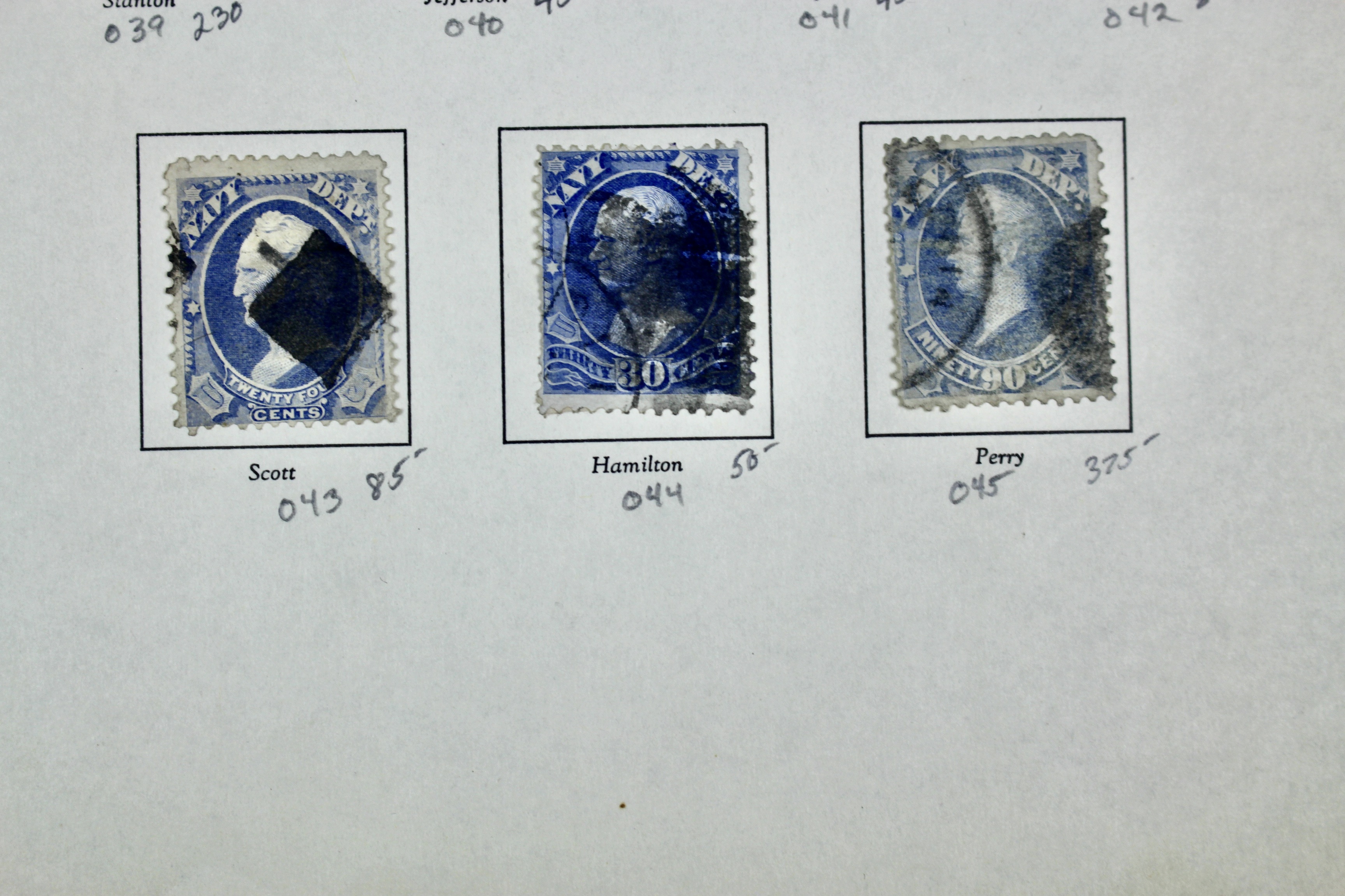 Ten Different U.S. Official Navy Department Postage Stamps, 1873