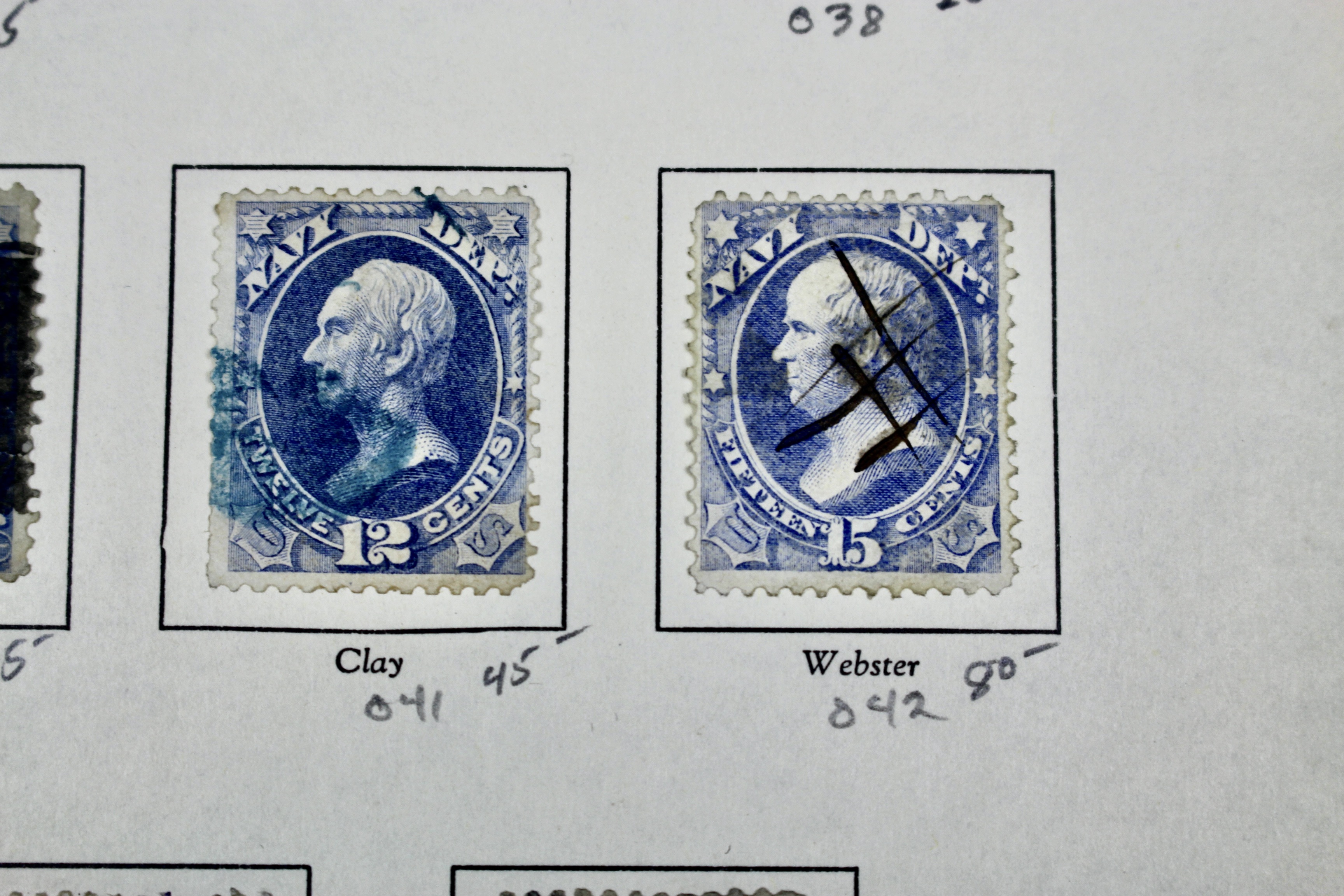 Ten Different U.S. Official Navy Department Postage Stamps, 1873
