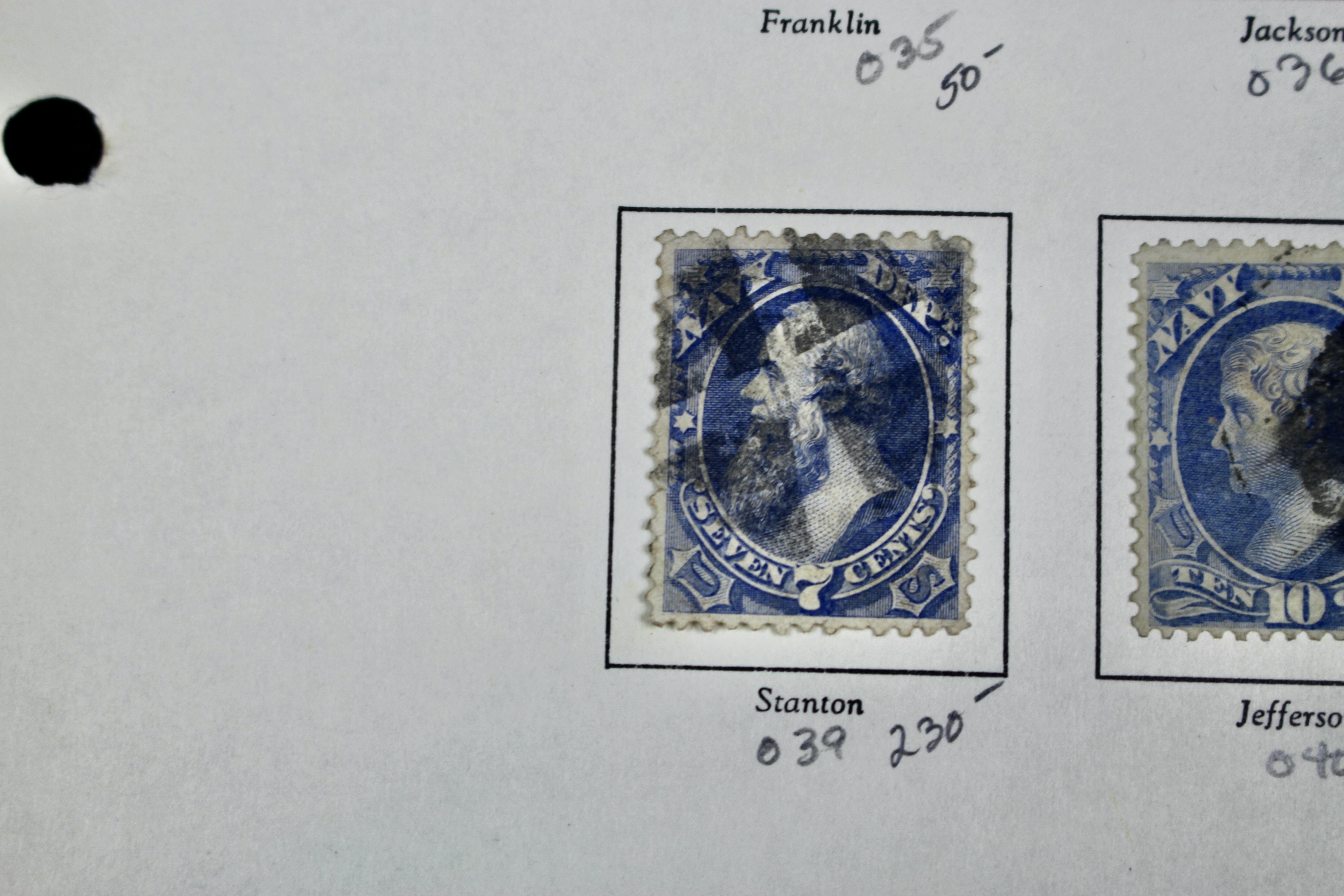 Ten Different U.S. Official Navy Department Postage Stamps, 1873