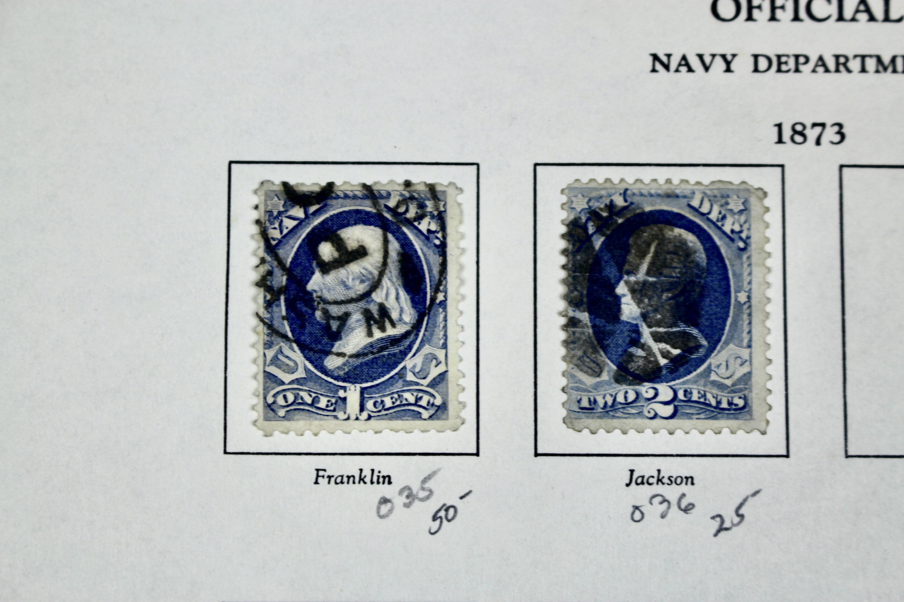 Ten Different U.S. Official Navy Department Postage Stamps, 1873