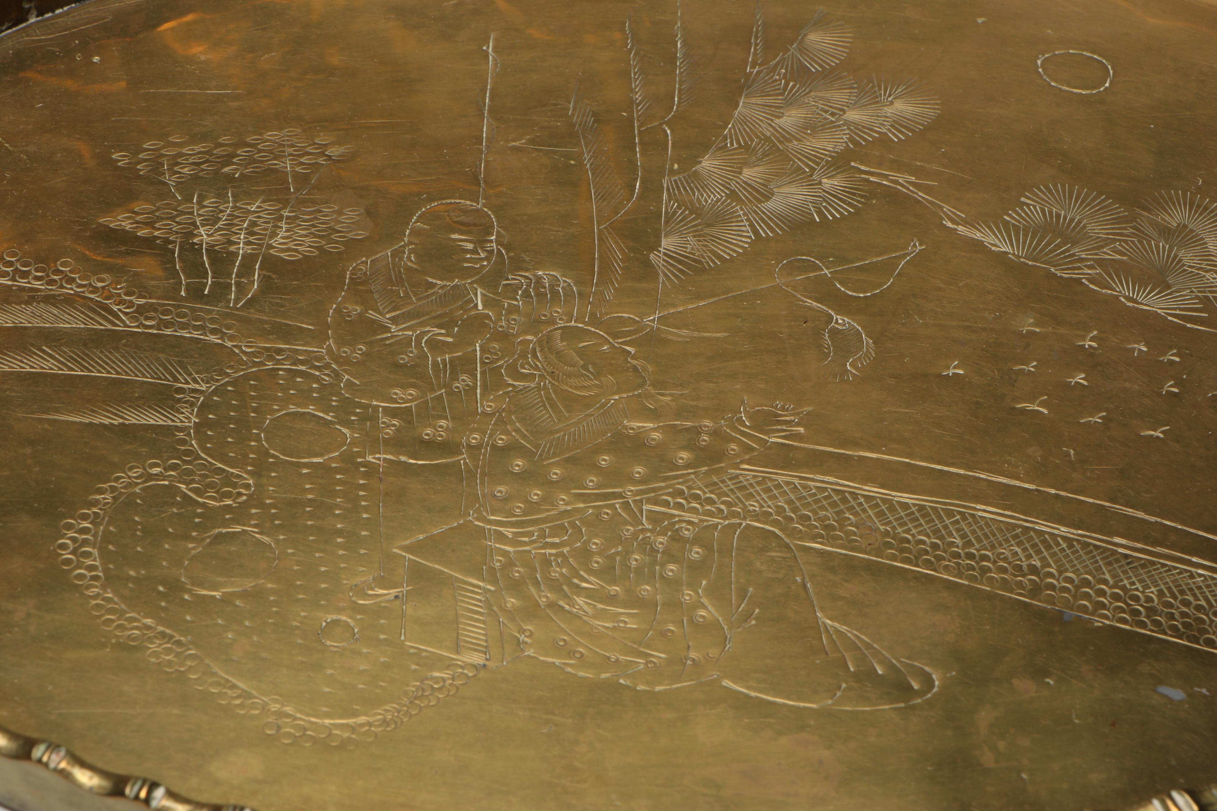 Chinese Style Chased Brass Tableware and Candelabrum with Other Tray