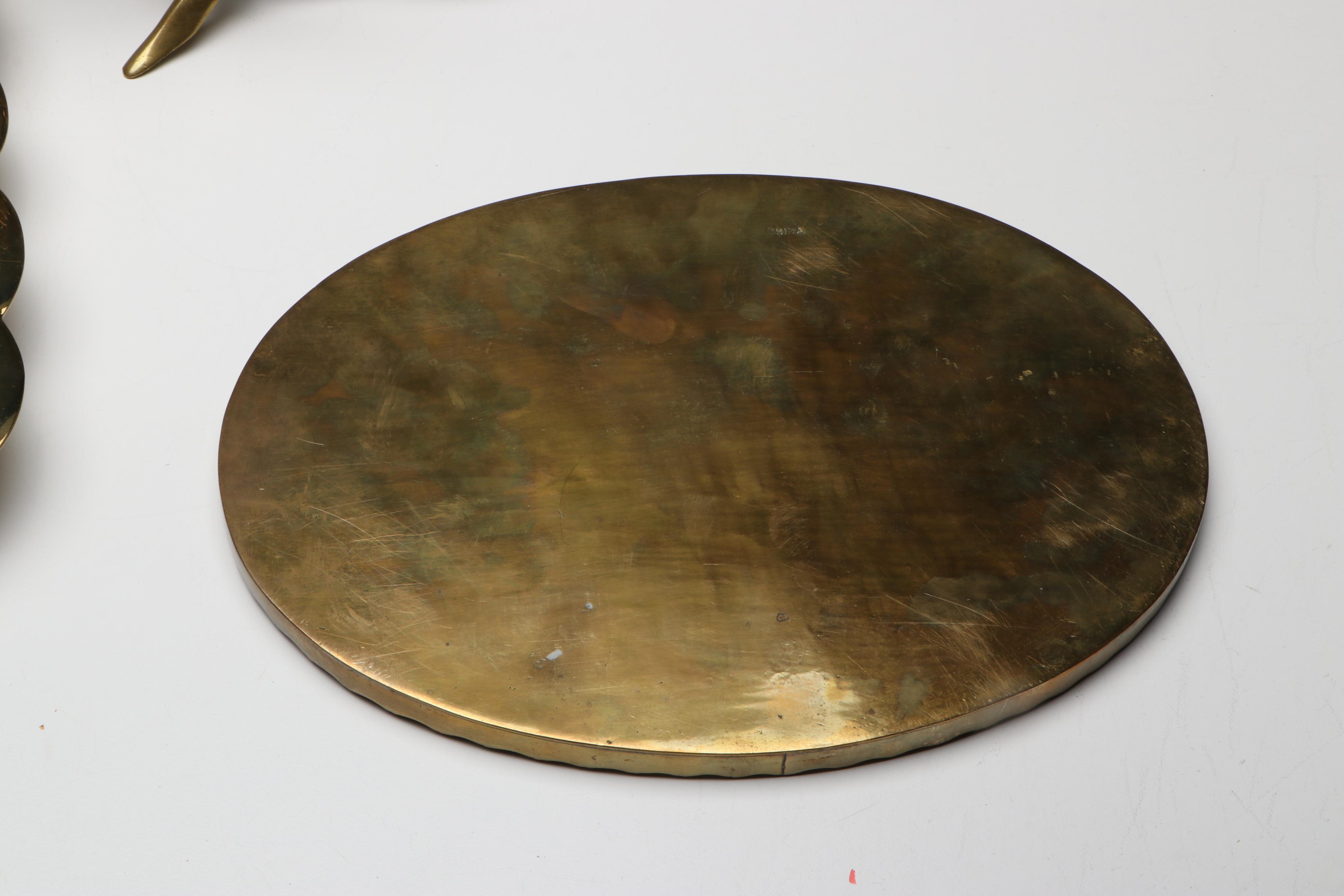 Chinese Style Chased Brass Tableware and Candelabrum with Other Tray