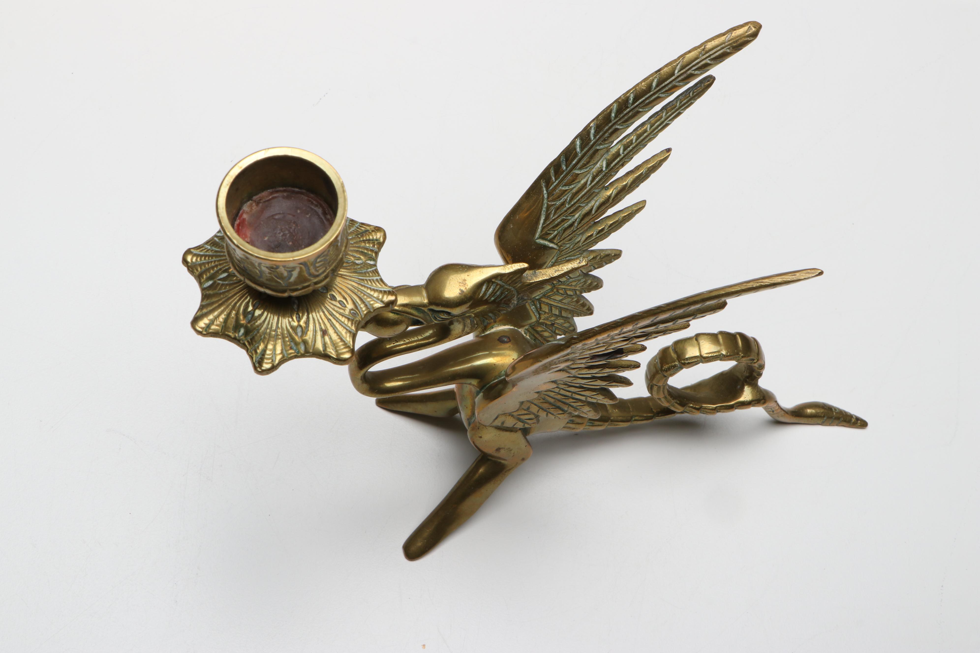 Chinese Style Chased Brass Tableware and Candelabrum with Other Tray