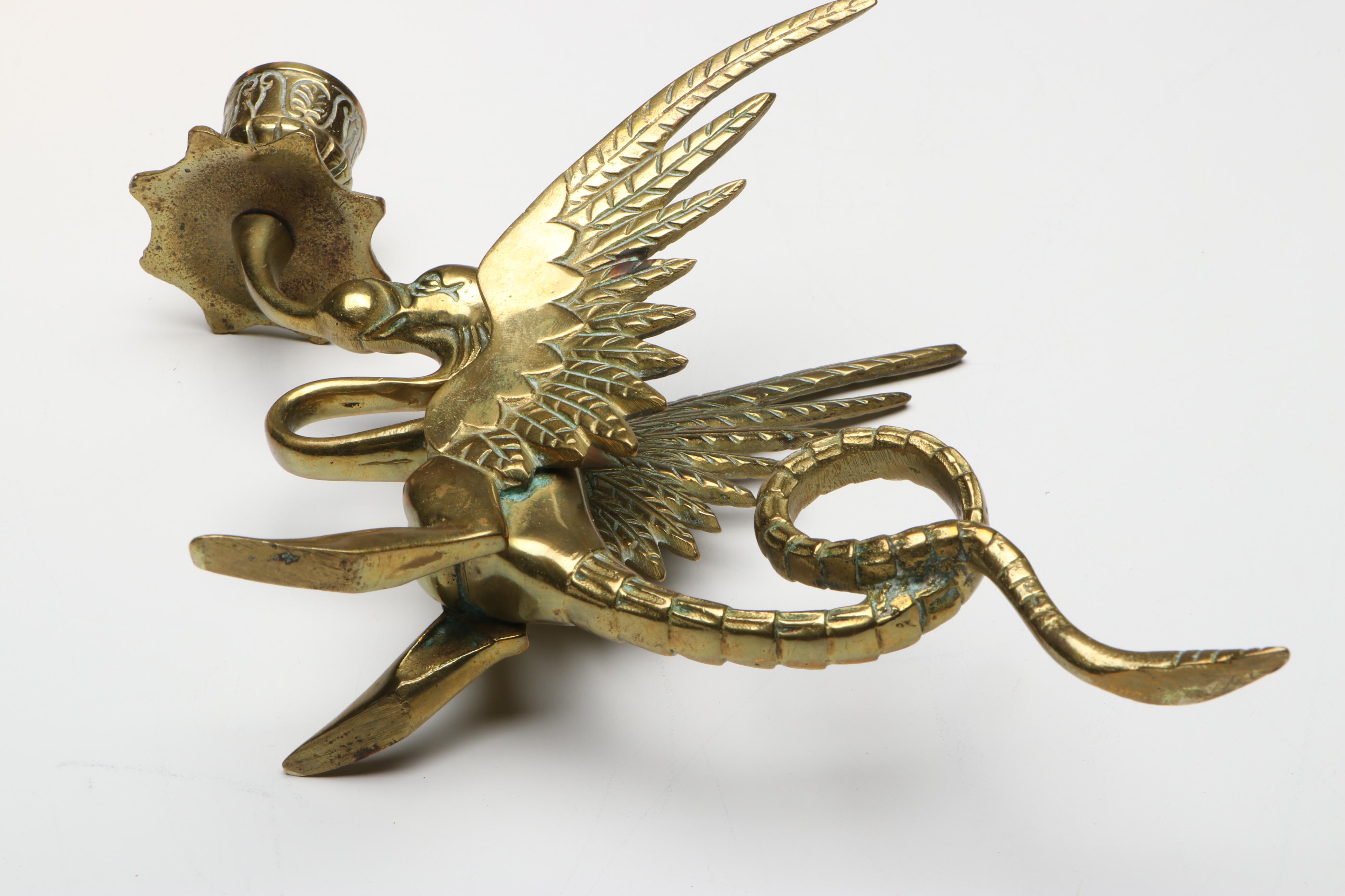 Chinese Style Chased Brass Tableware and Candelabrum with Other Tray