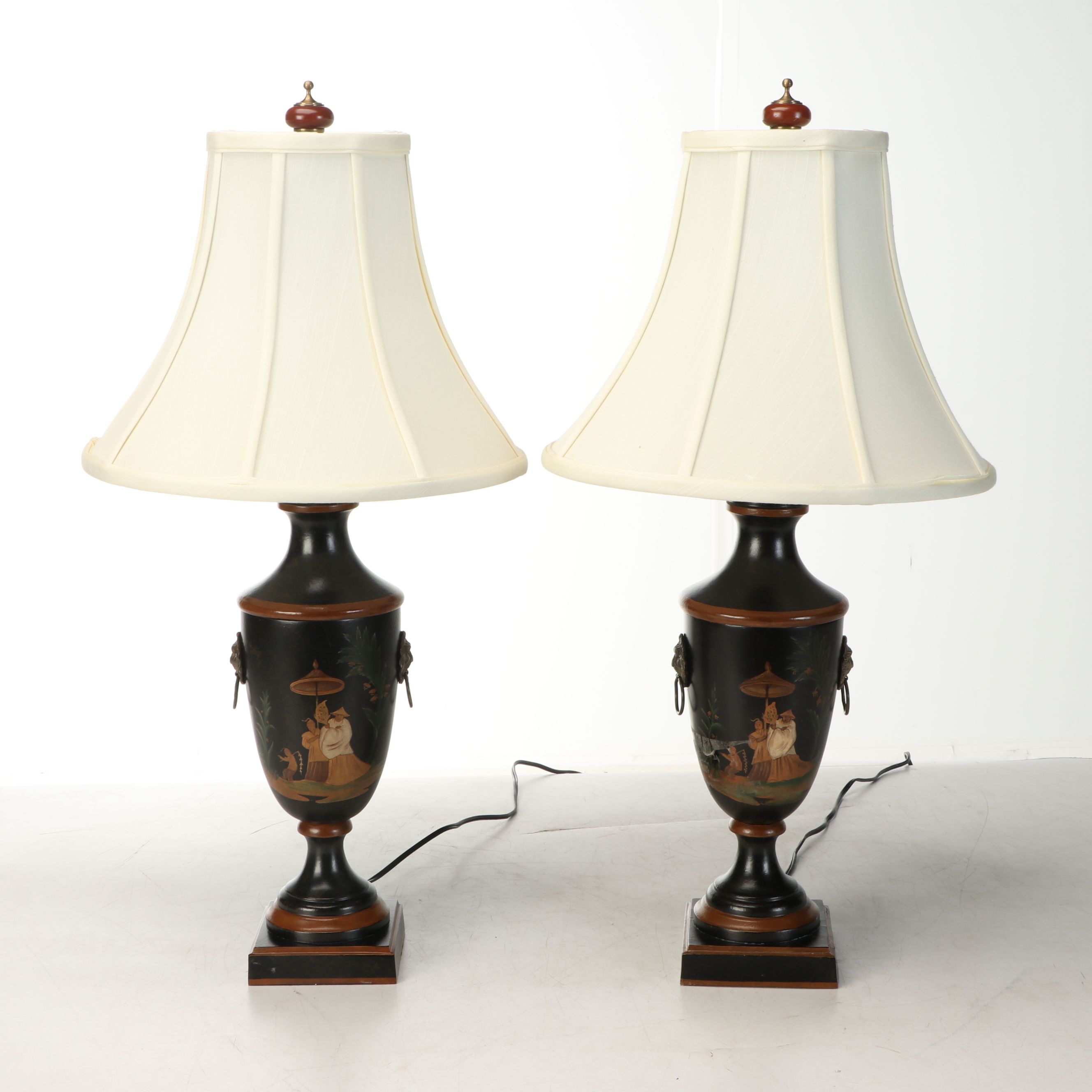 Wildwood Chinoiserie Style Urn Table Lamps with Bell Shade