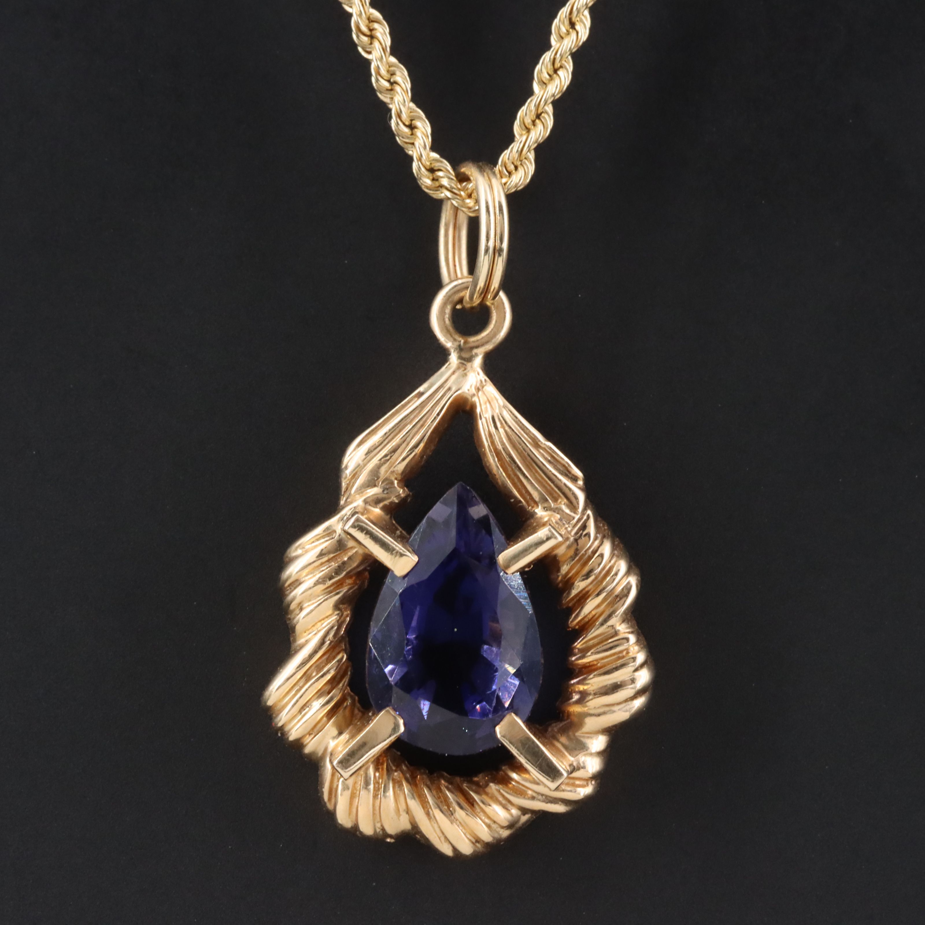 14K Iolite Pendant Necklace