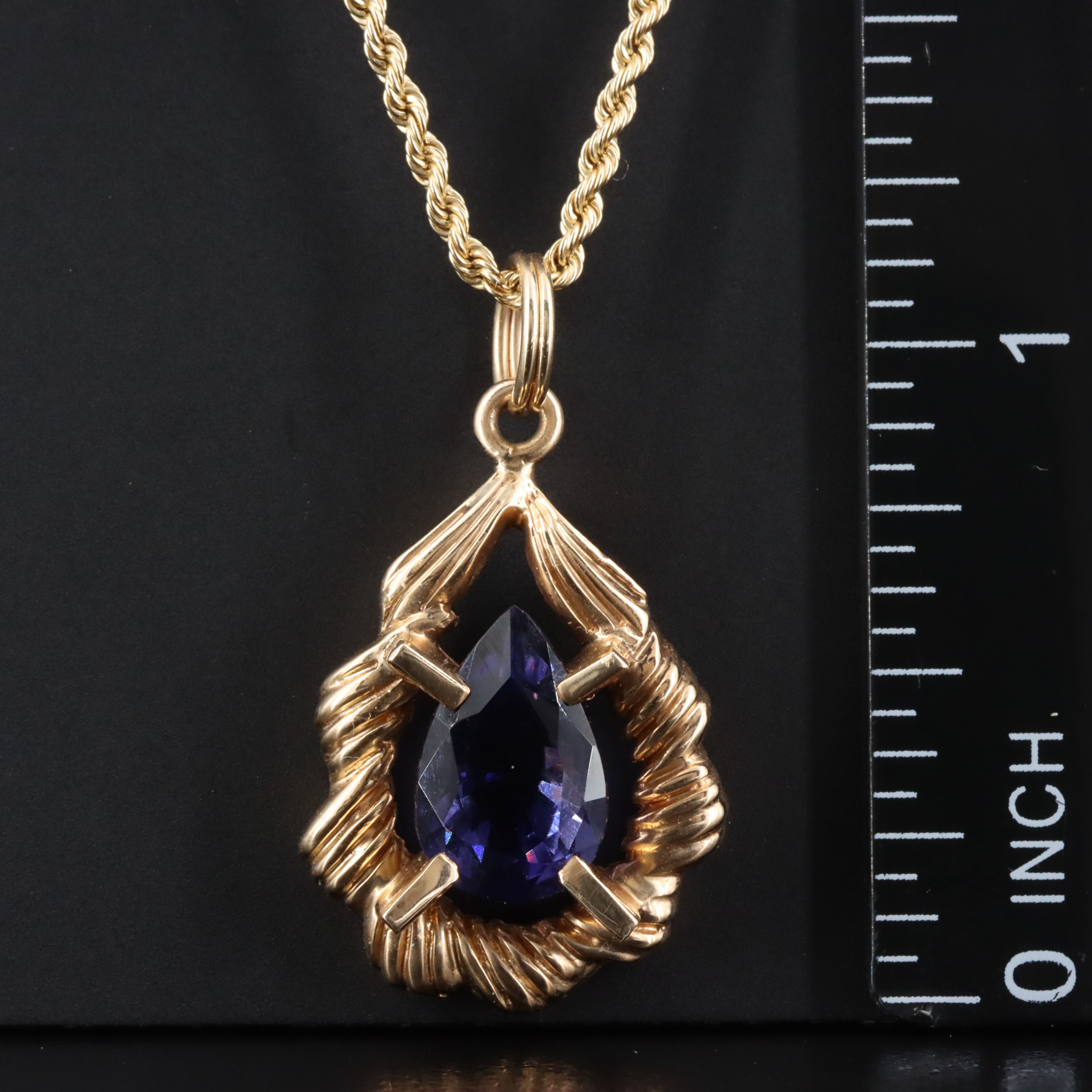 14K Iolite Pendant Necklace
