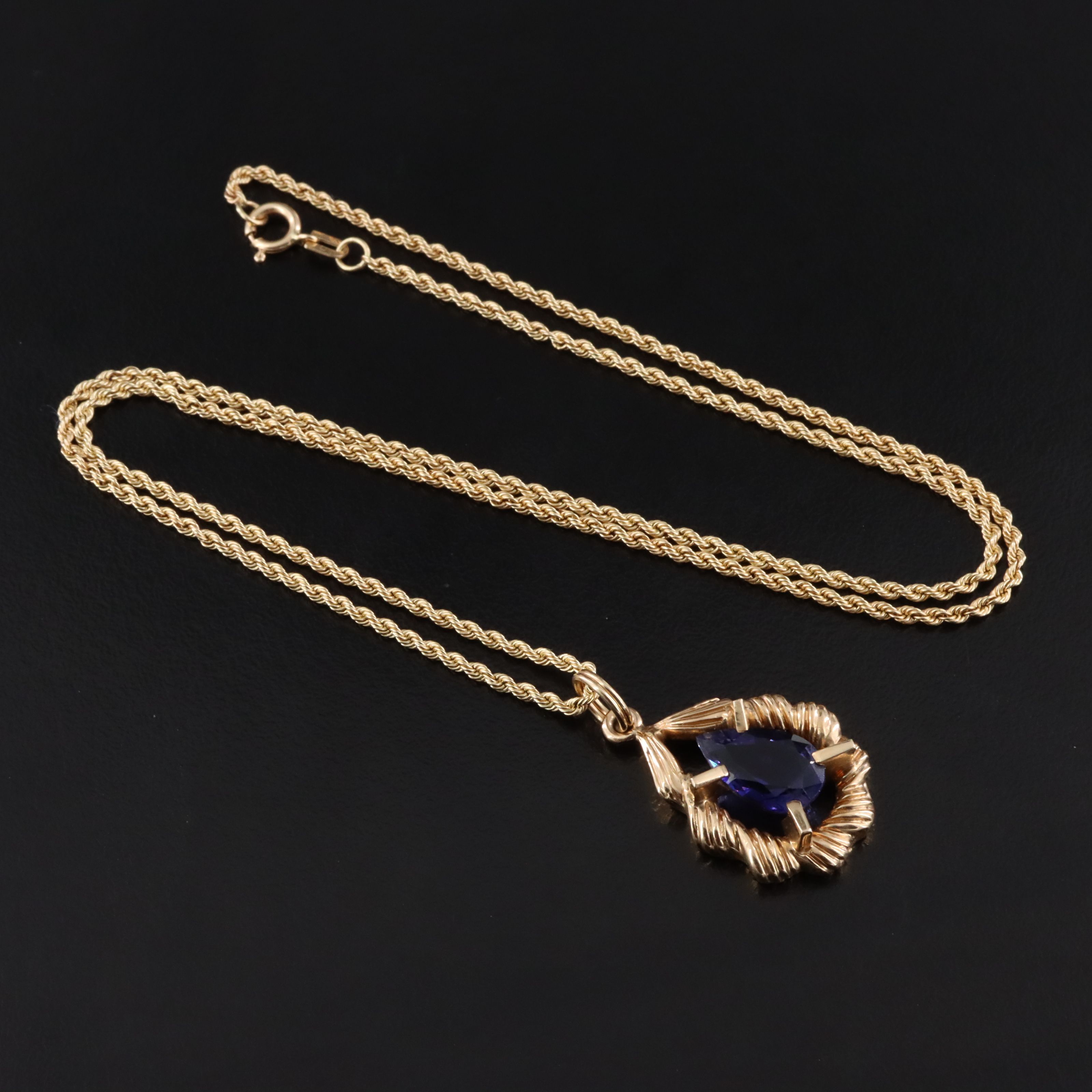 14K Iolite Pendant Necklace