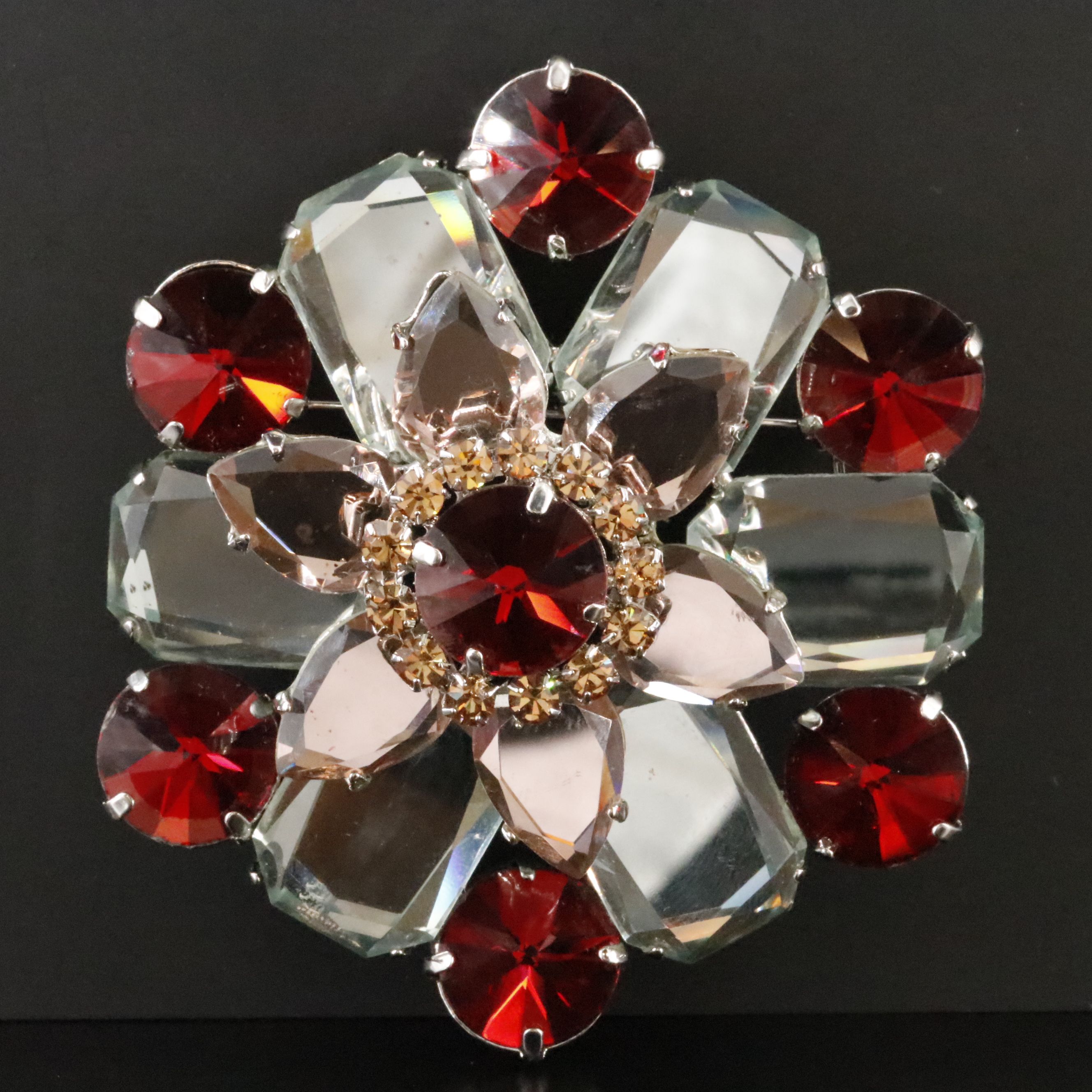 Rhinestone Flower Brooch