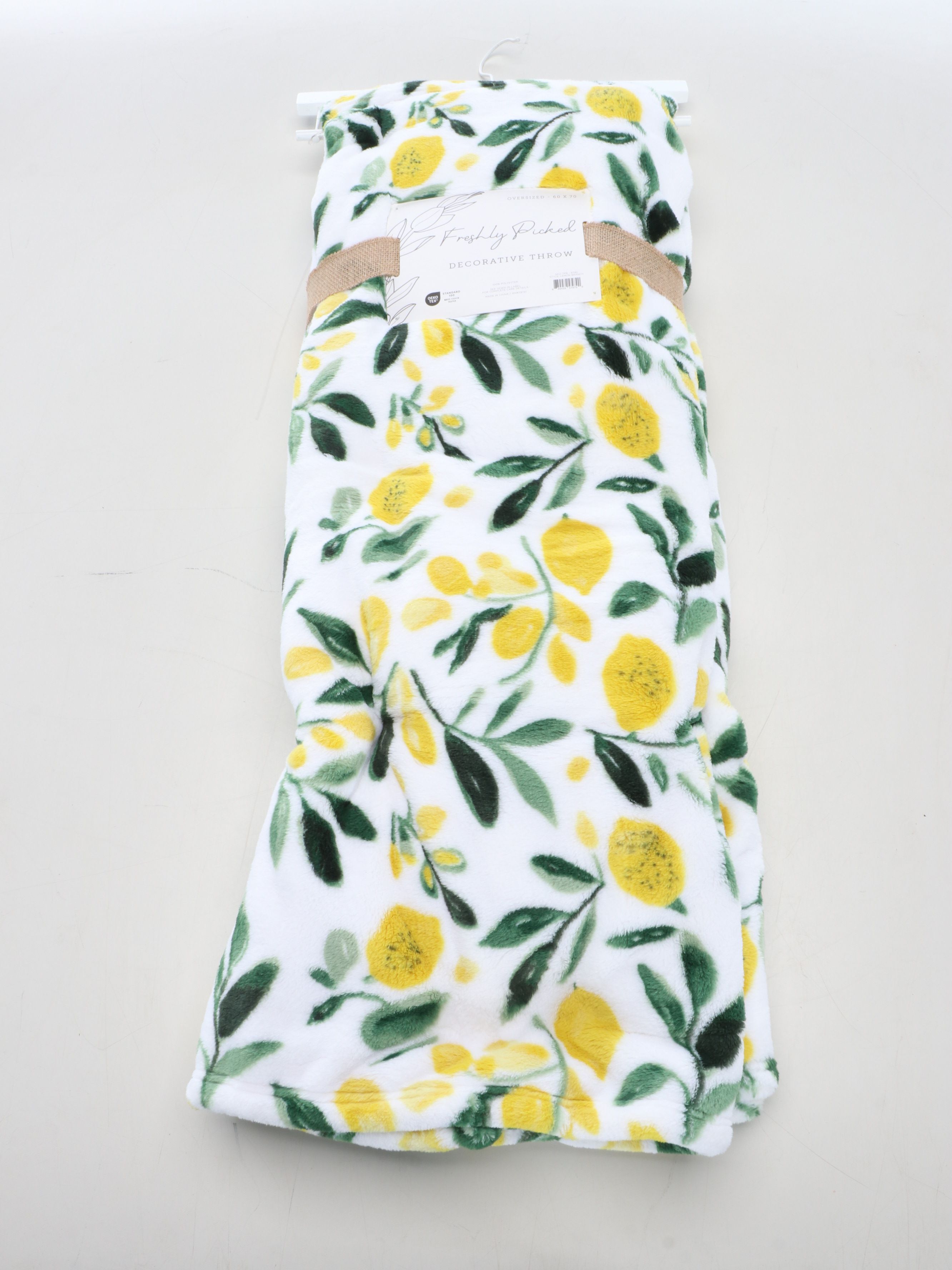 Freshly Picked Plush Lemon Throw Blanket with Lemon Print Cotton Tote Bag