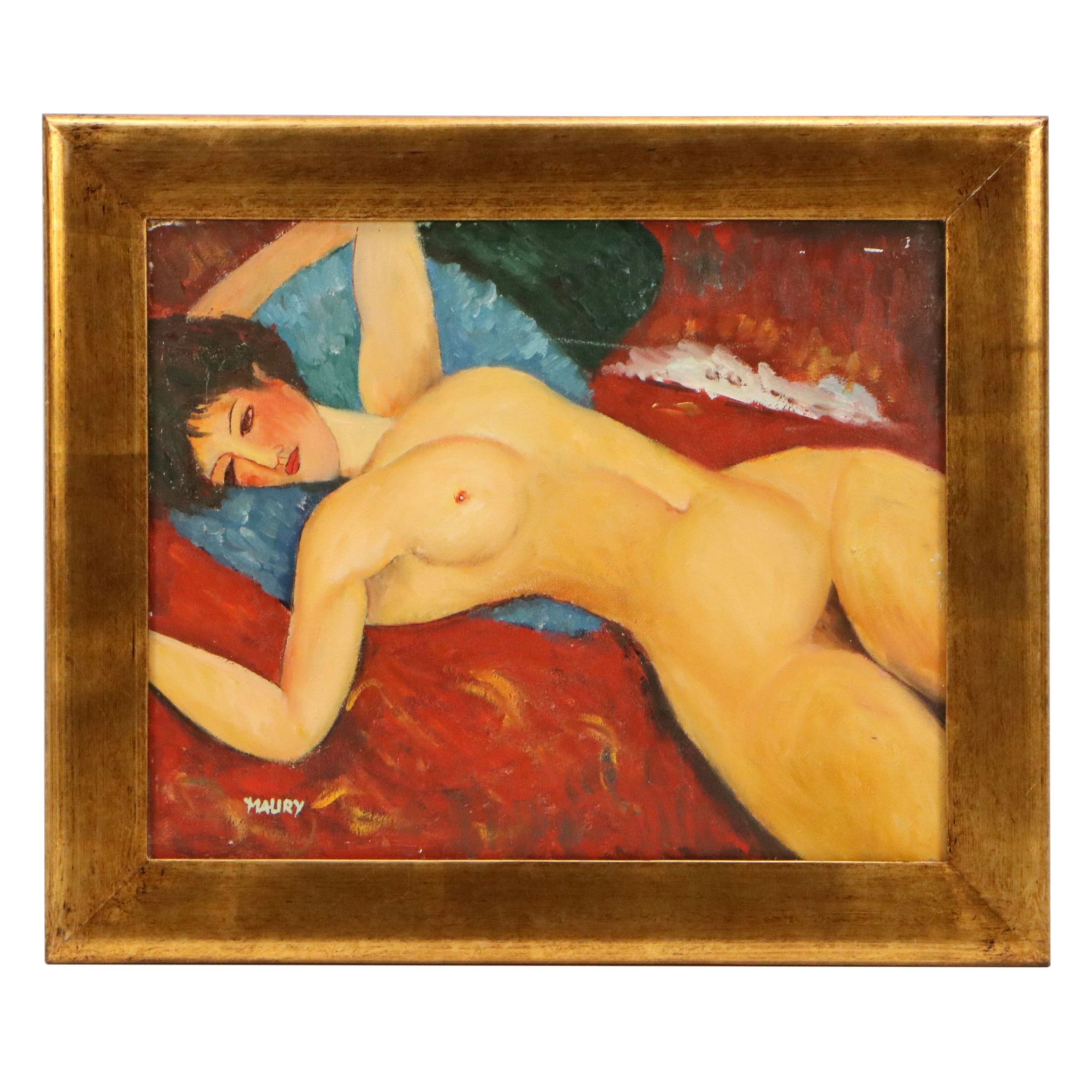 Oil Painting After Amedeo Modigliani "Nu Couché," Late 20th to 21st Century