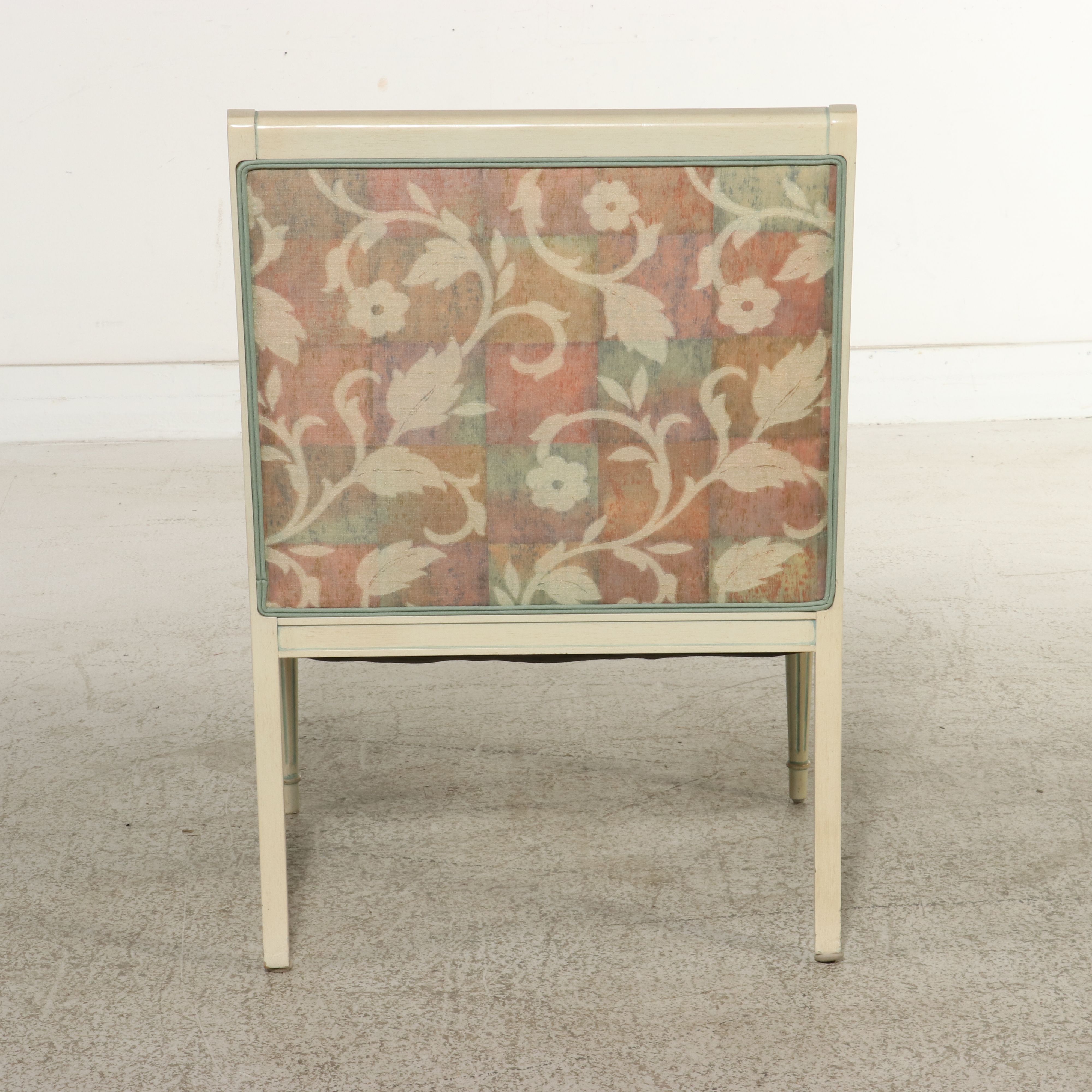 Neoclassical Style Painted and Caned Bergère de Bureau, Late 20th Century