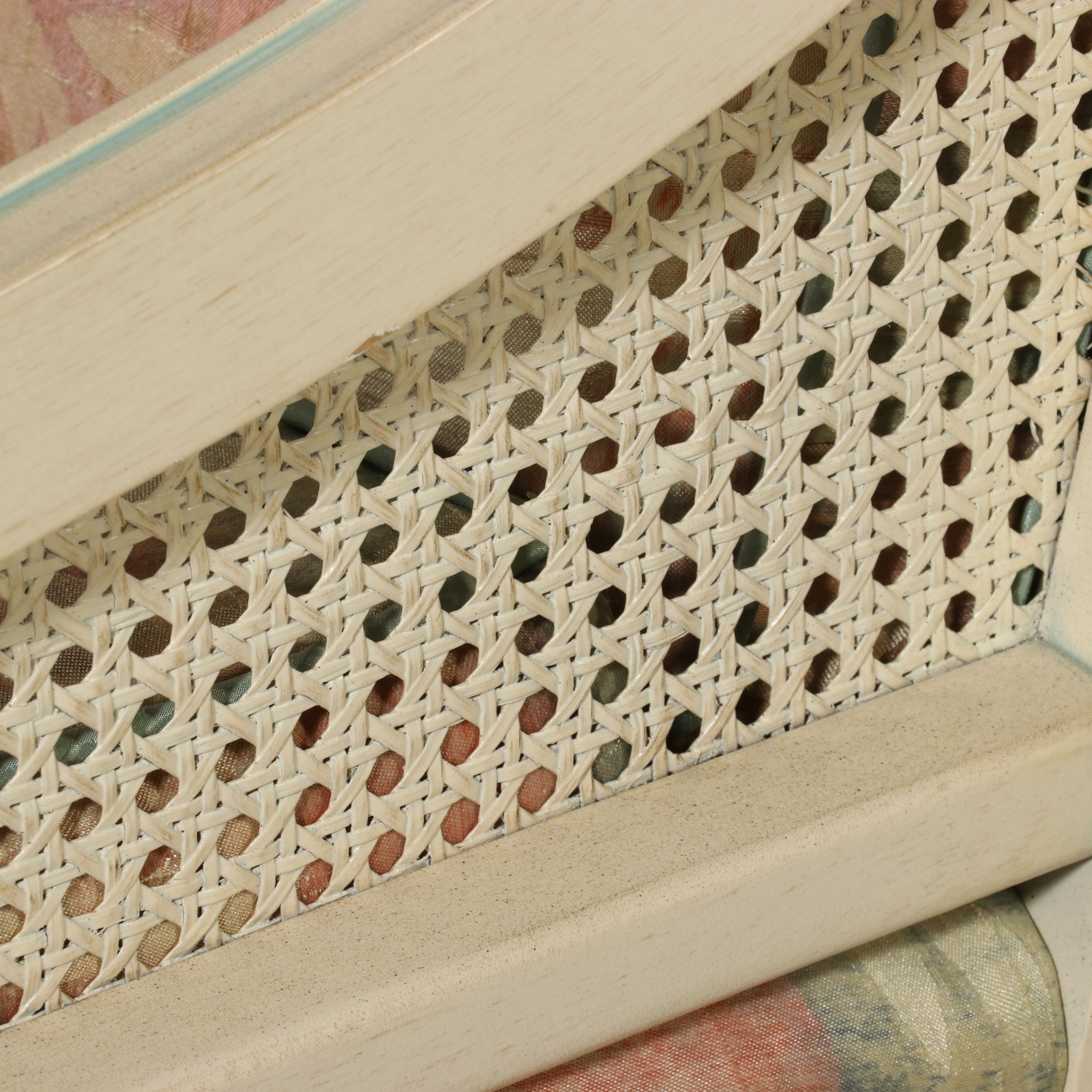 Neoclassical Style Painted and Caned Bergère de Bureau, Late 20th Century