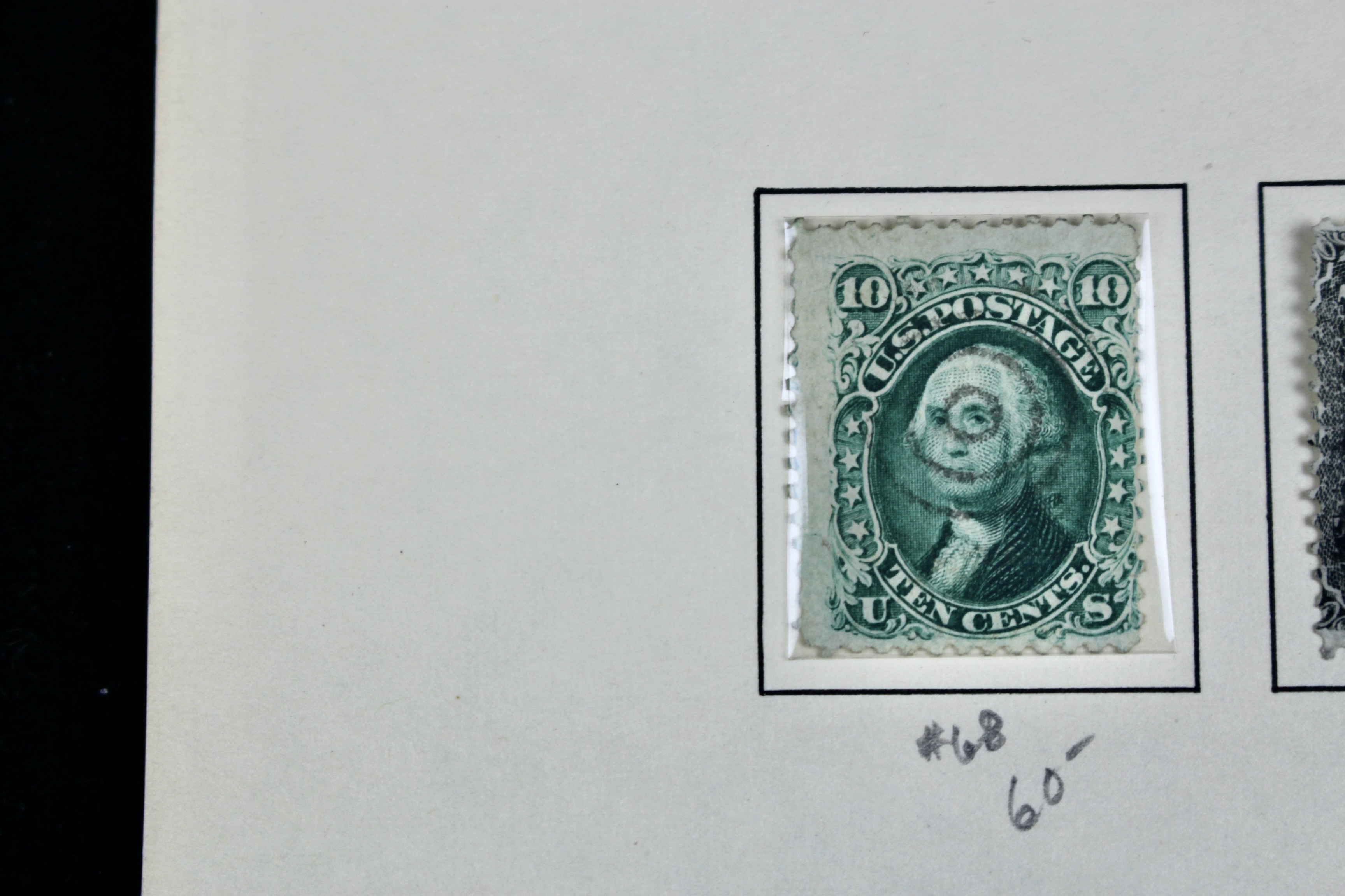 Ten Early U.S. Postage Stamps, Scott 68 to 78a, 1860s