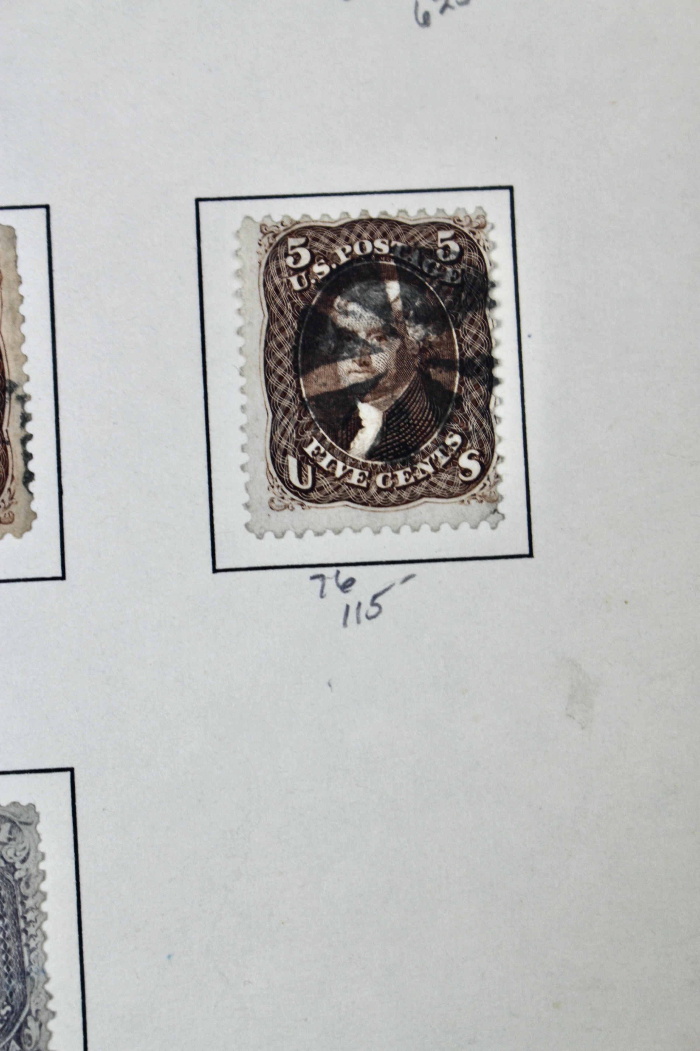 Ten Early U.S. Postage Stamps, Scott 68 to 78a, 1860s