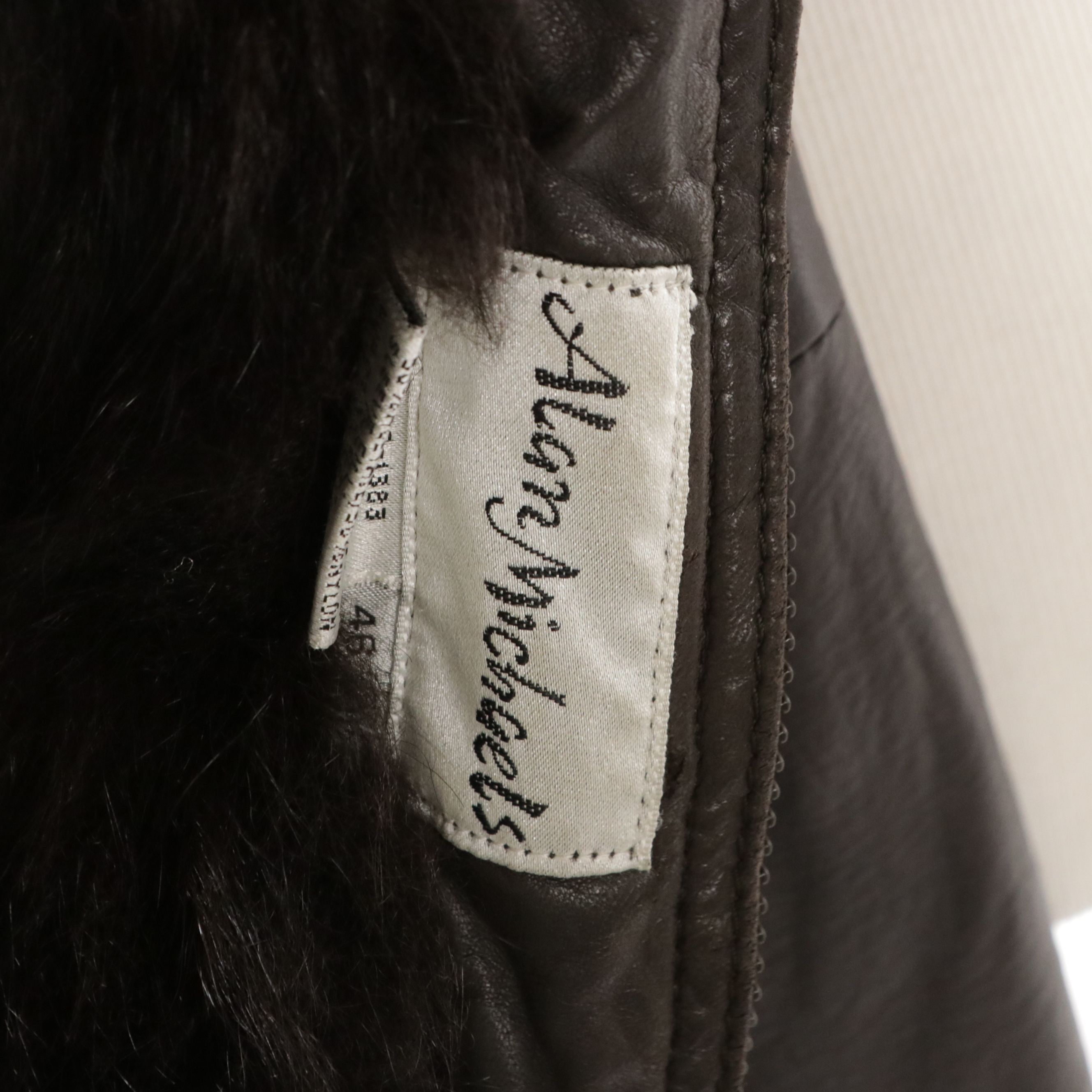 Men's Alan Michaels Chocolate Brown Leather Jacket with Opossum Fur Lining