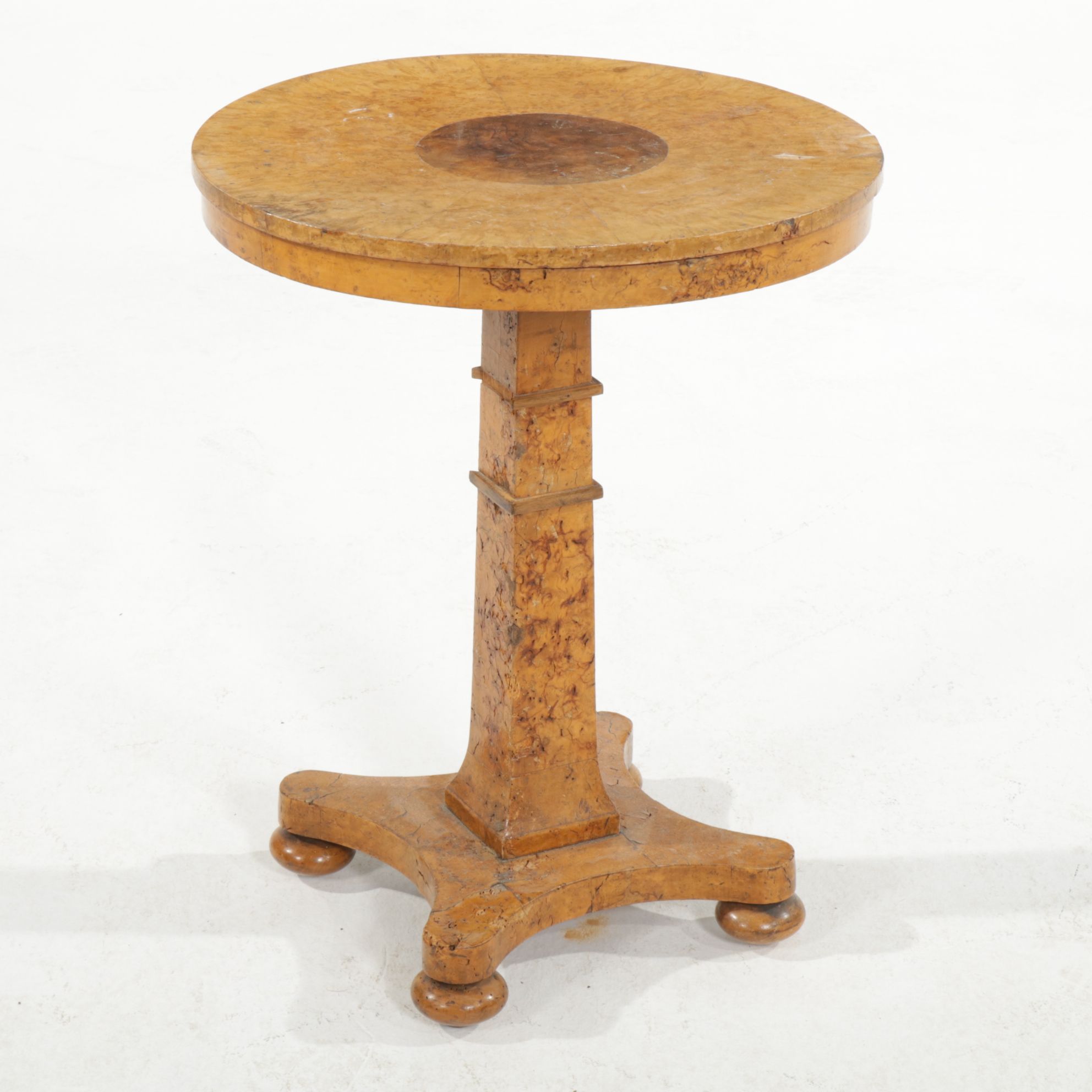 Biedermeier Burlwood Veneer Accent Table, Late 19th Century