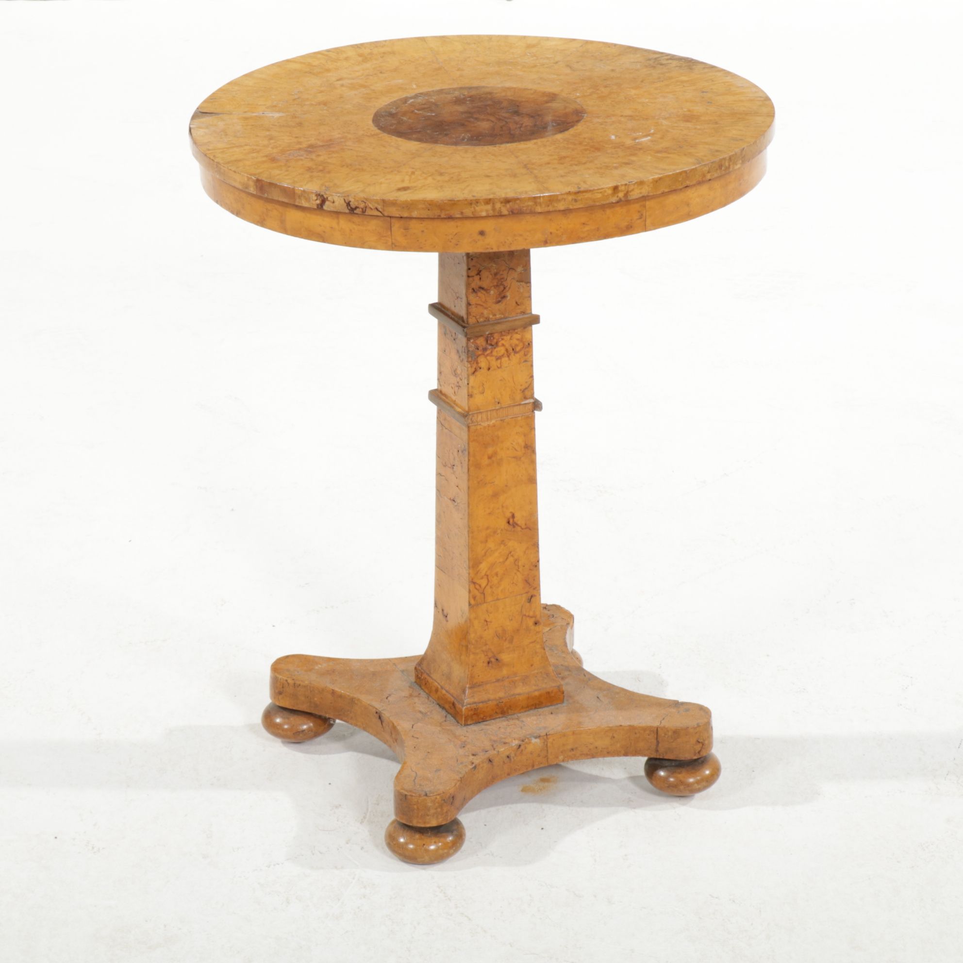 Biedermeier Burlwood Veneer Accent Table, Late 19th Century
