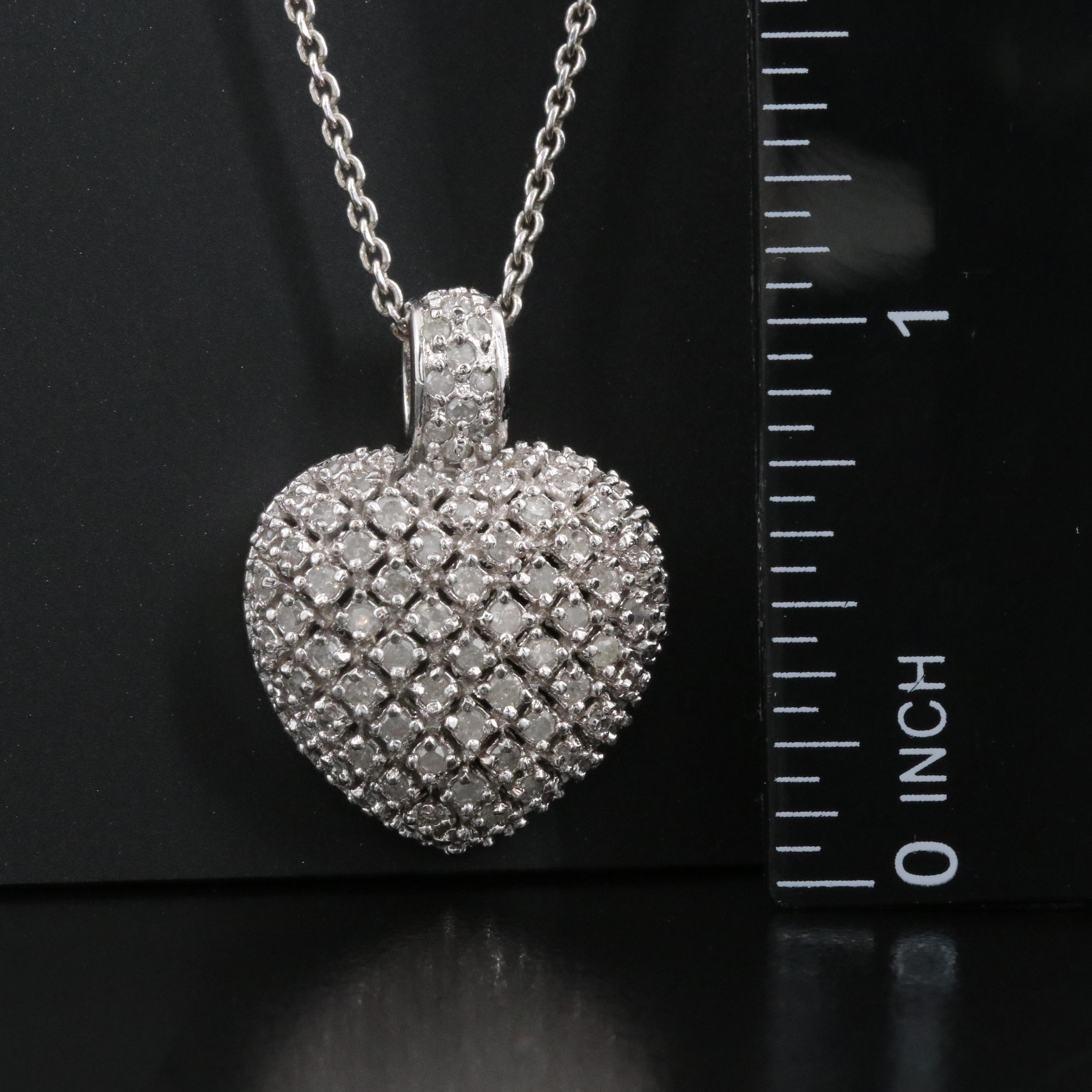Sterling Diamond Heart Pendant Necklace