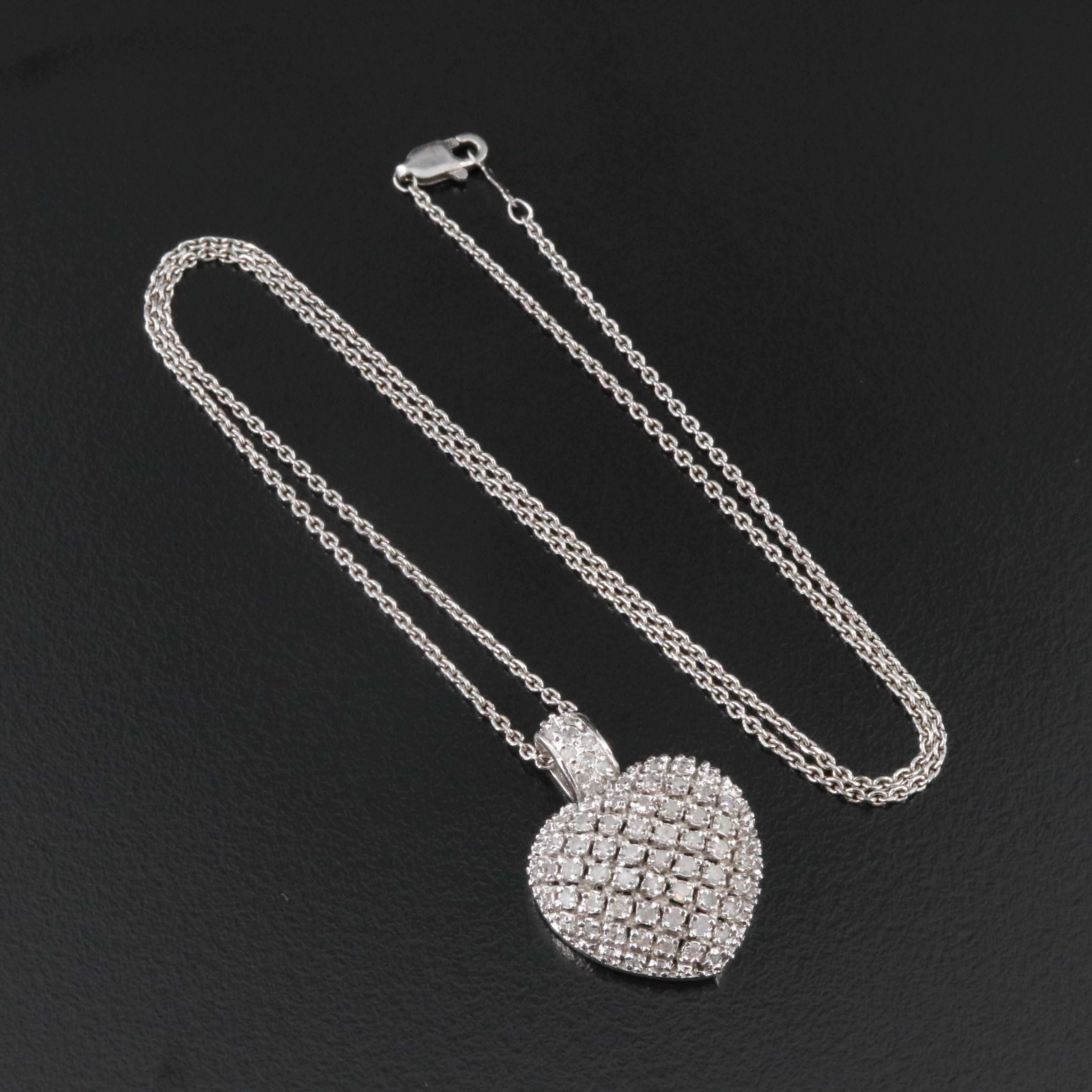 Sterling Diamond Heart Pendant Necklace