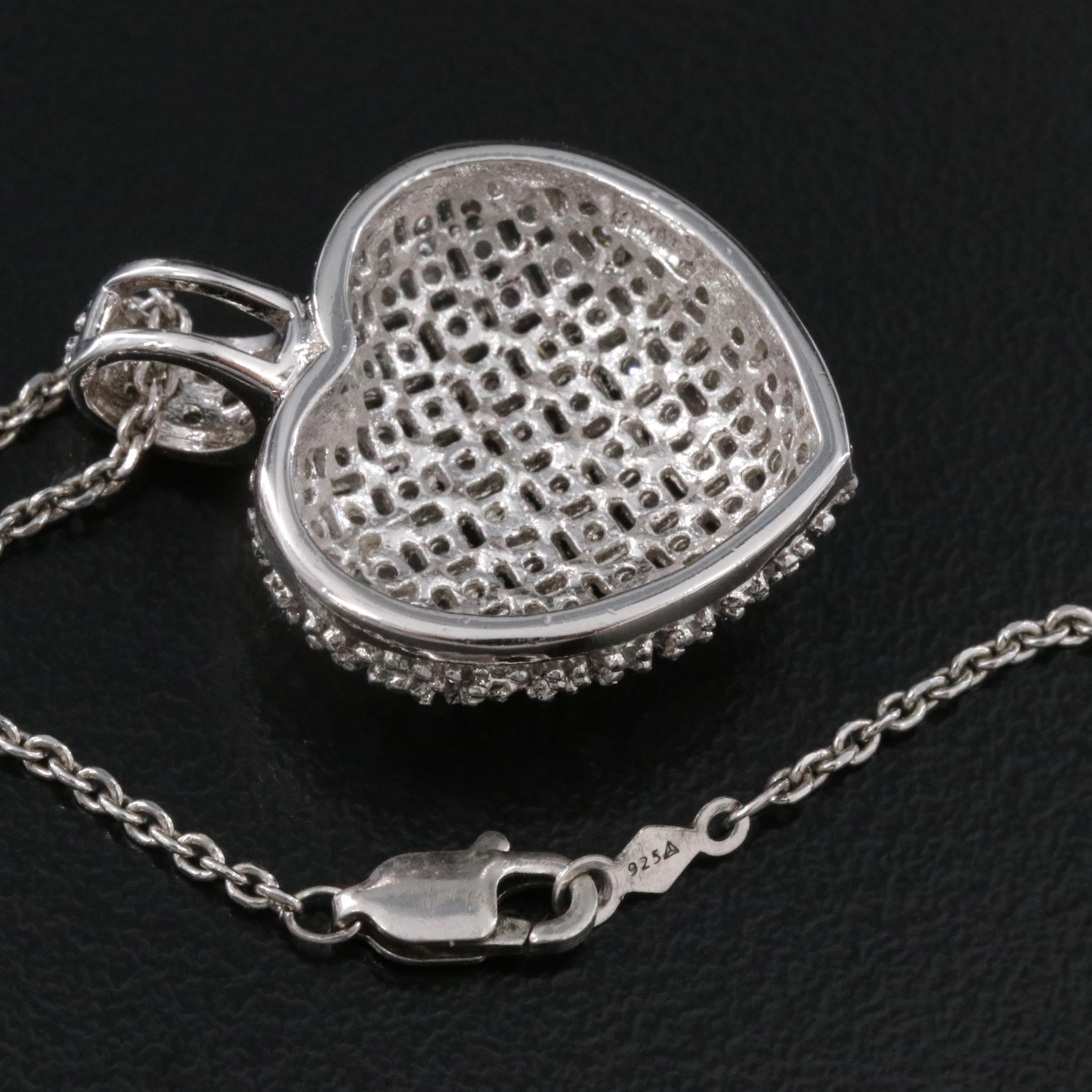 Sterling Diamond Heart Pendant Necklace