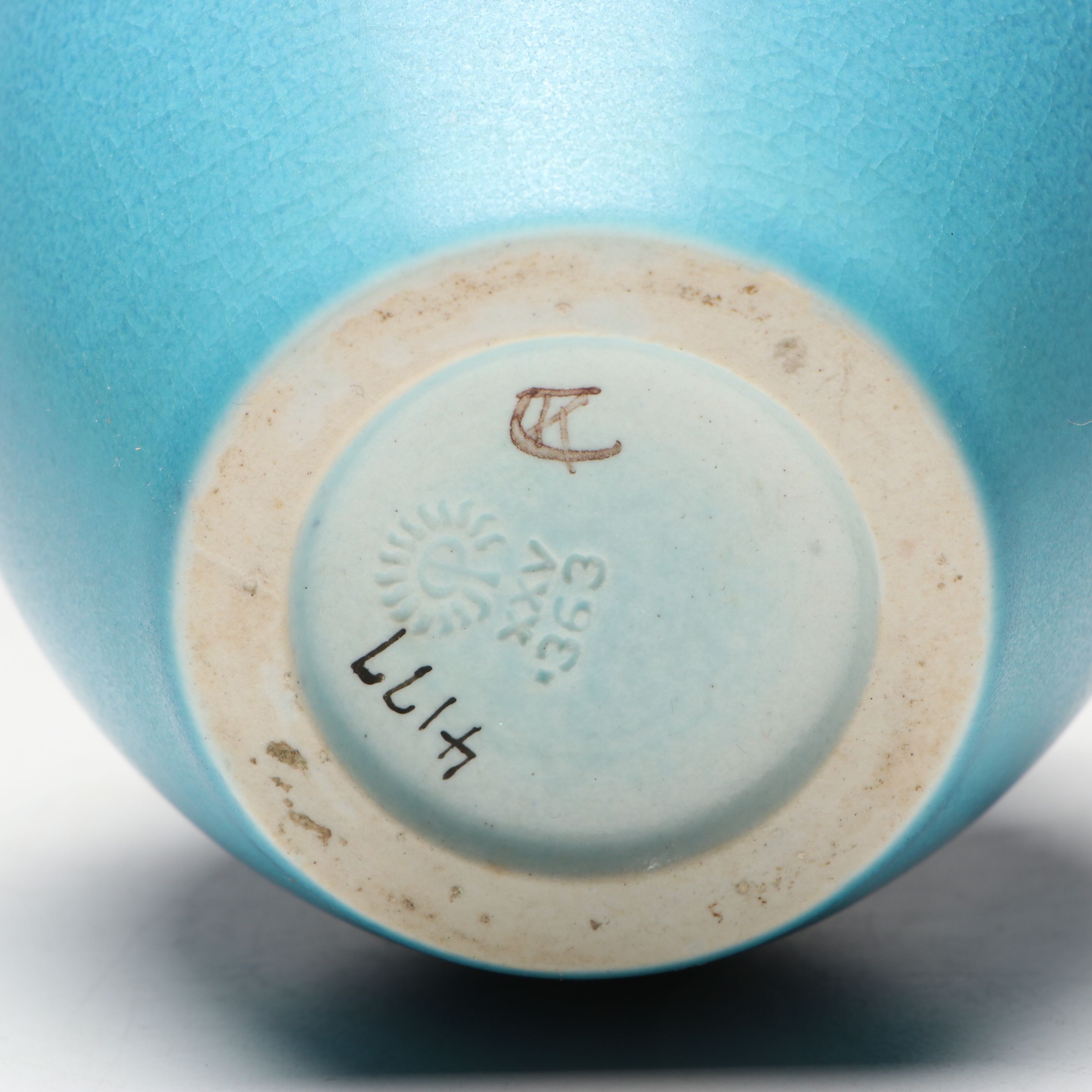 Charles Klinger for Rookwood Pottery Blue Floral Ceramic Vase, 1925