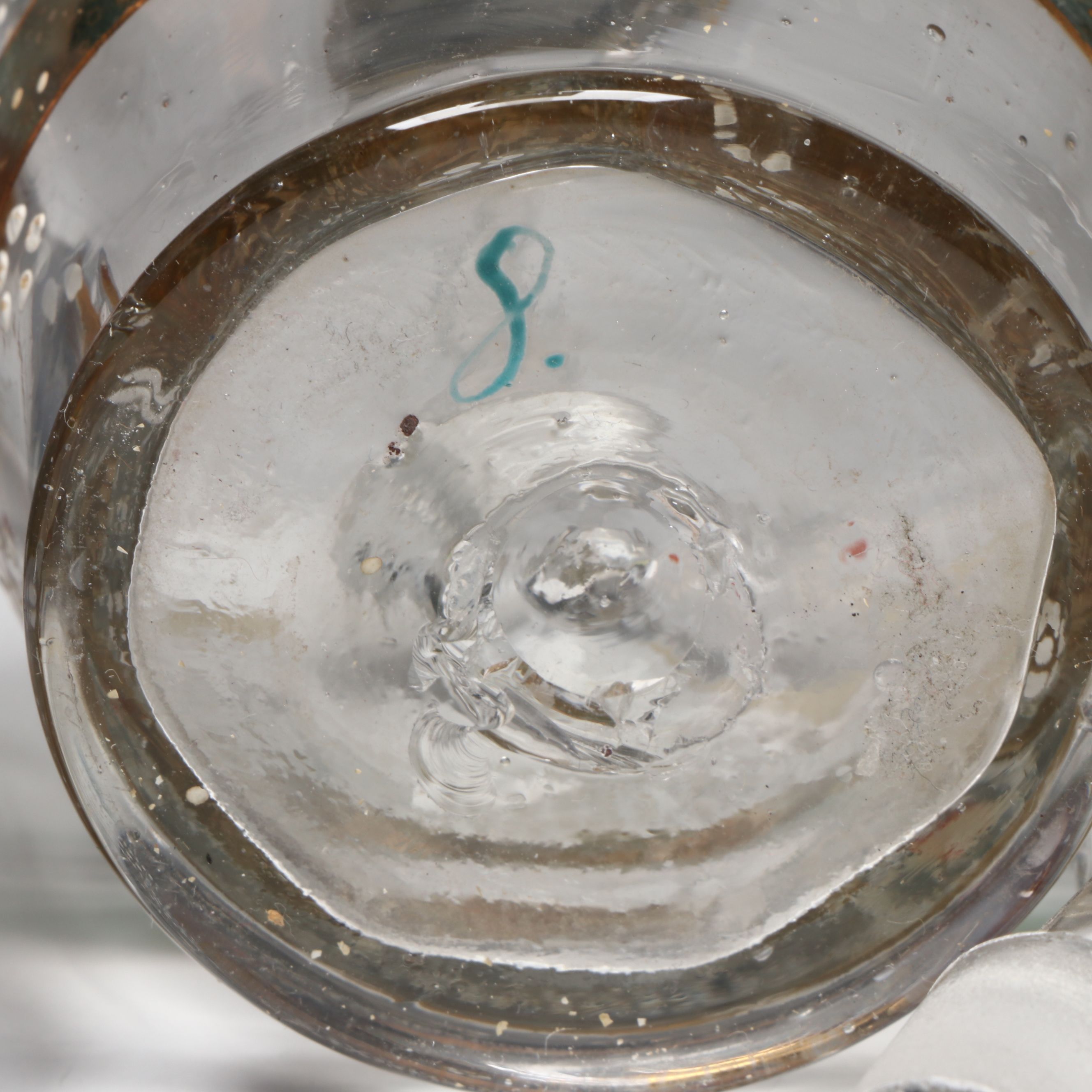 Fenton Blue Burmese Style Cruet With Pink Ruffle Vaseline Glass Bowl