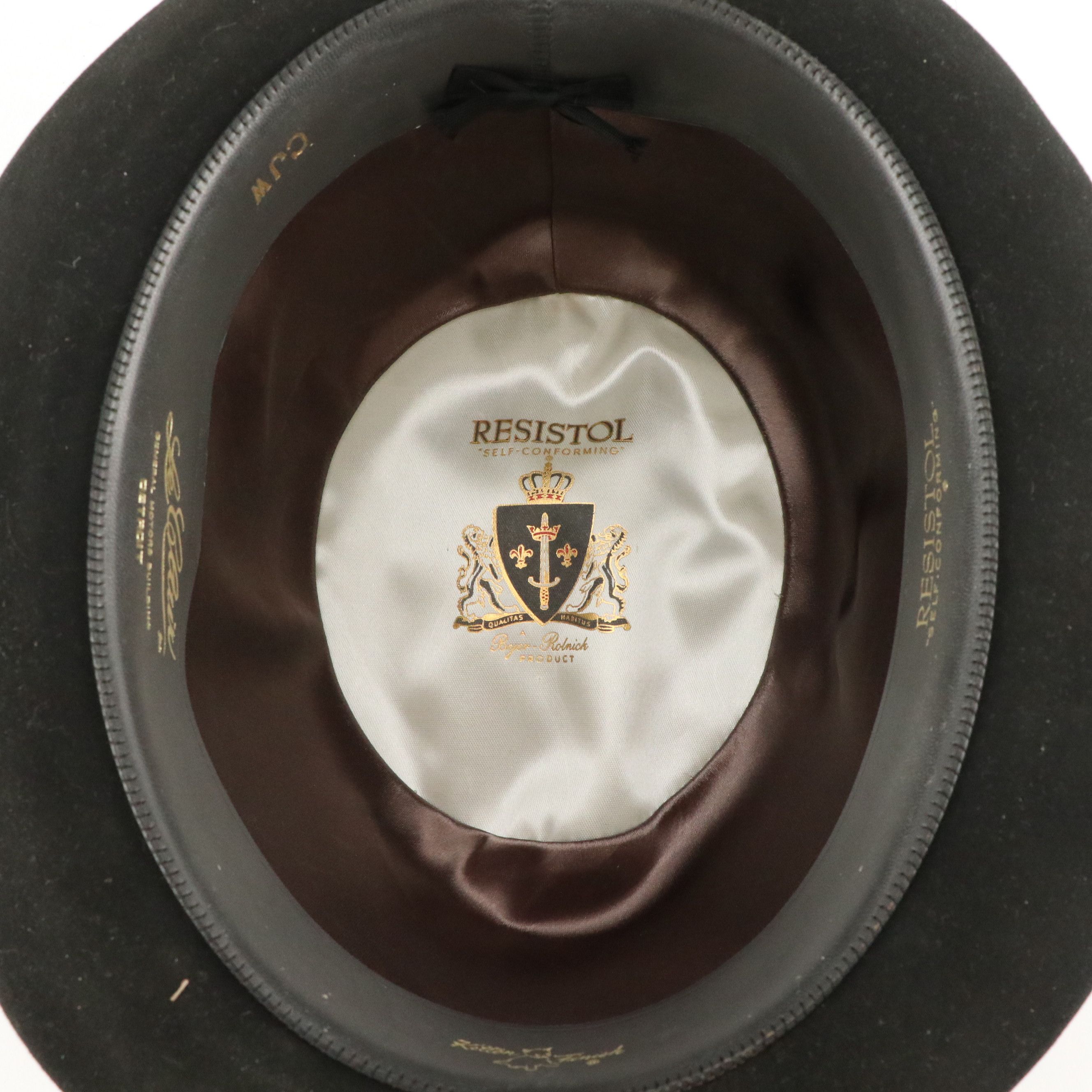 Resistol Self-Conforming Black Wool "Kitten Finish" Bowler Hat, With Box