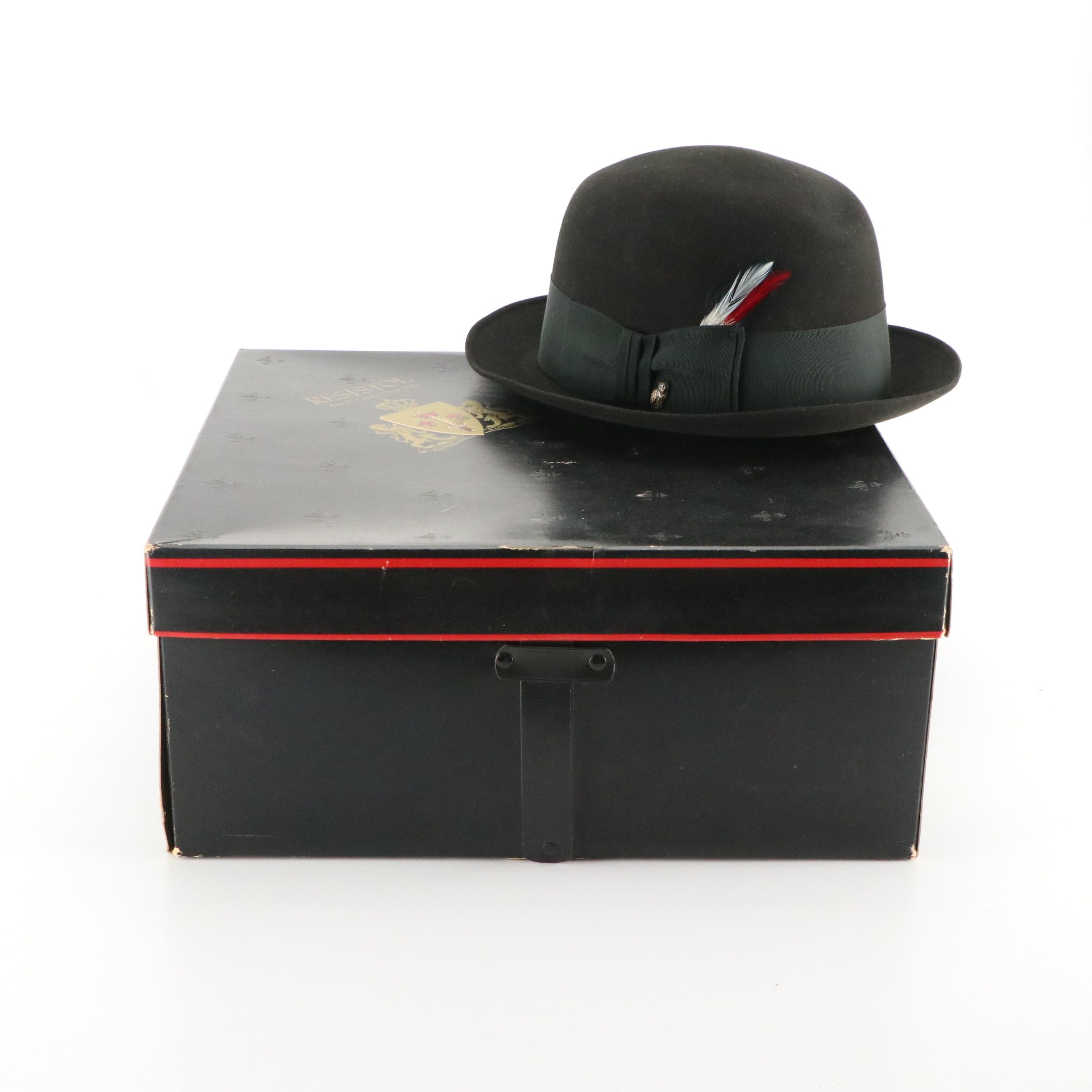 Resistol Self-Conforming Black Wool "Kitten Finish" Bowler Hat, With Box