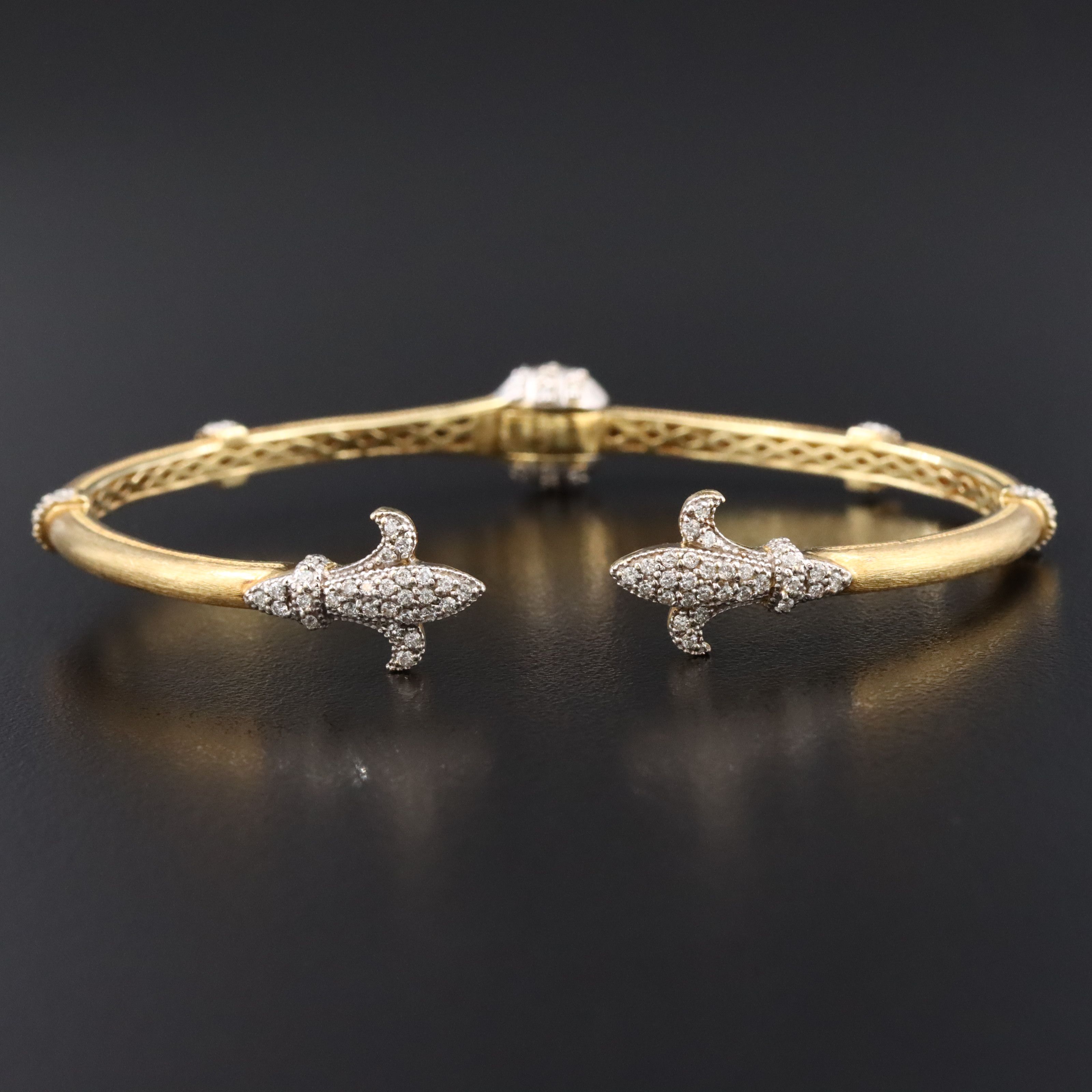 Jude Frances 18K 0.55 CTW Fleur-de-Lis Cuff Bracelet