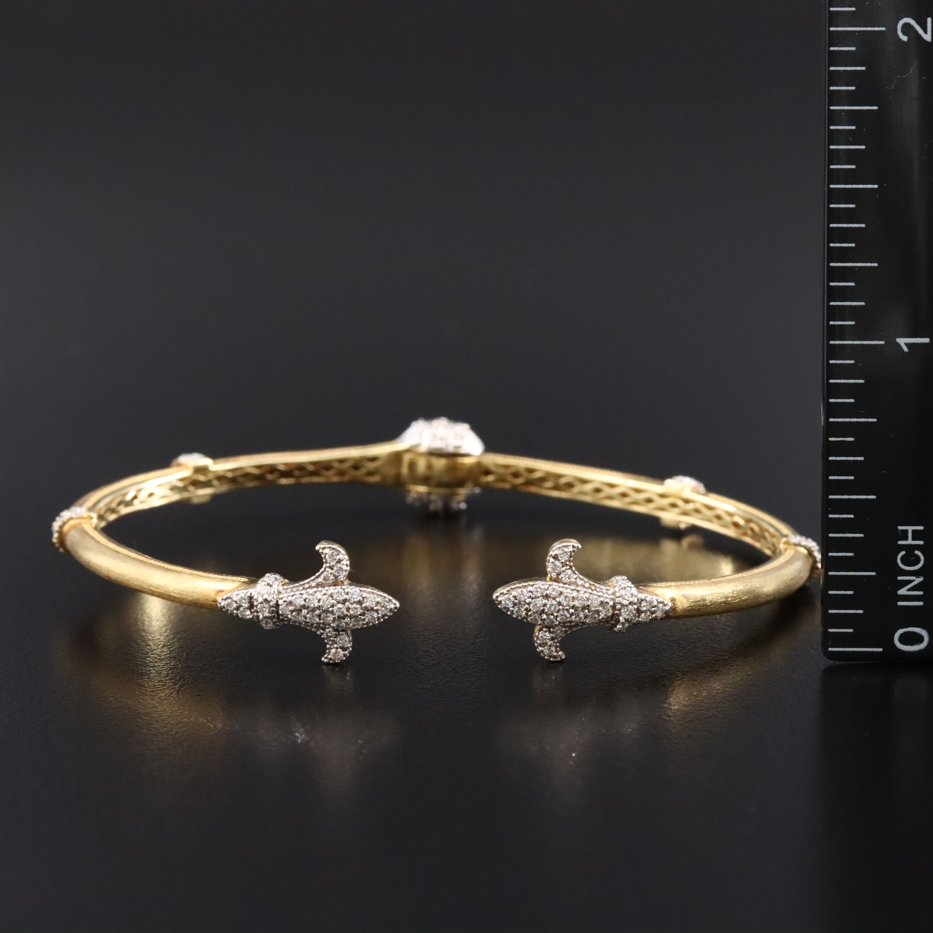 Jude Frances 18K 0.55 CTW Fleur-de-Lis Cuff Bracelet