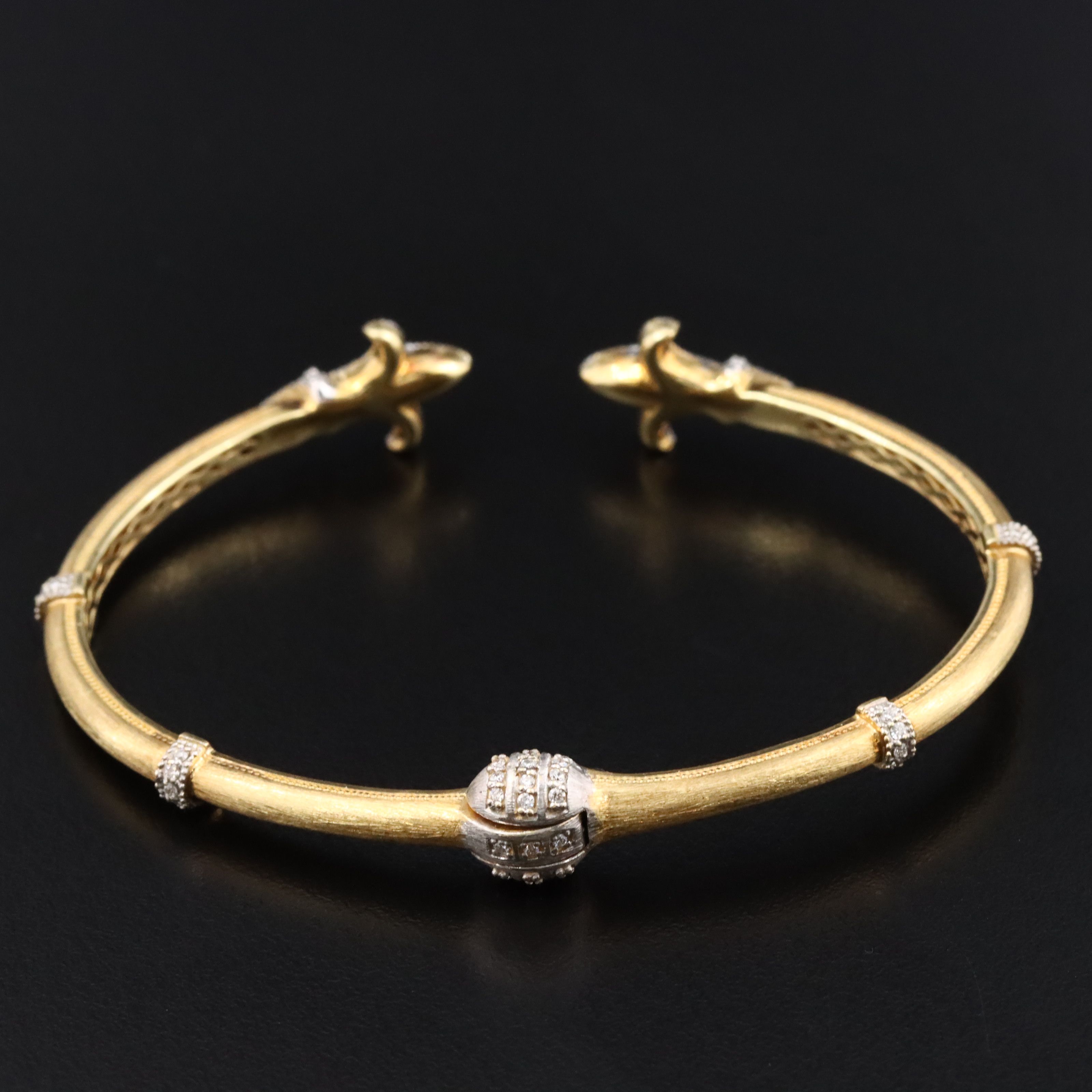 Jude Frances 18K 0.55 CTW Fleur-de-Lis Cuff Bracelet