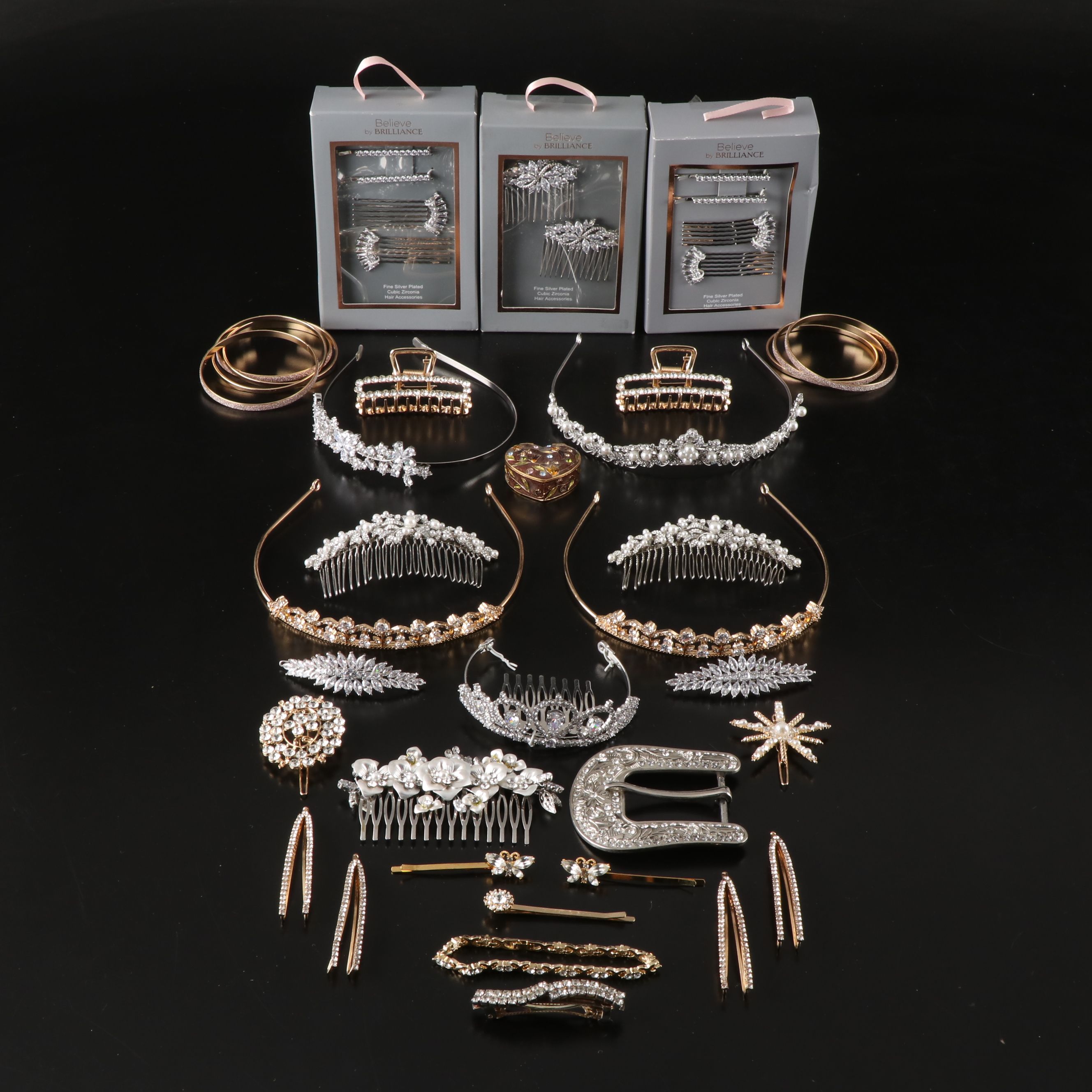 Brilliance "Believe" Silver Plate Hair Accessories and Other Jewelry