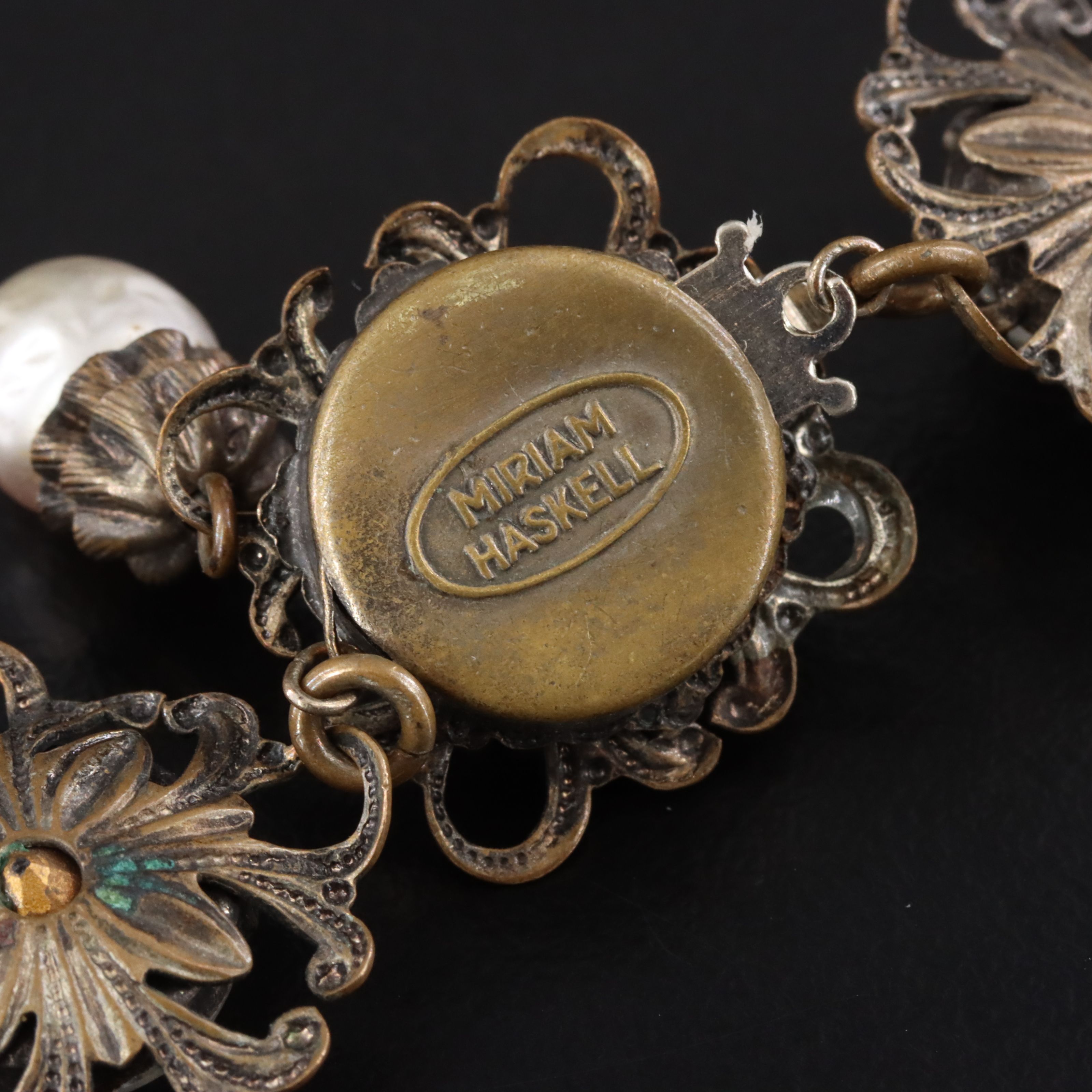 Miriam Haskell Crystal and Glass Pearl Fringe Necklace