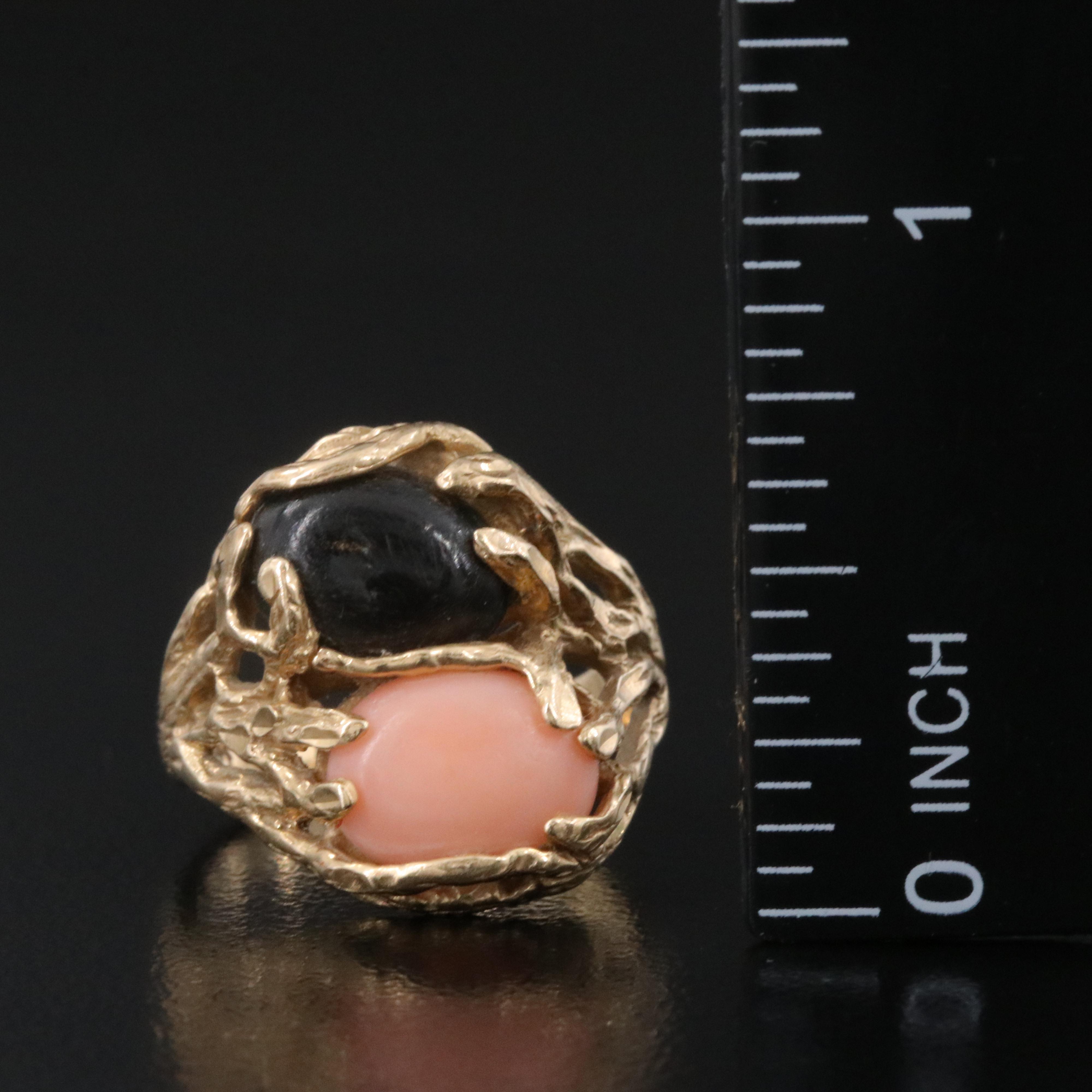 14K Coral Biomorphic Ring