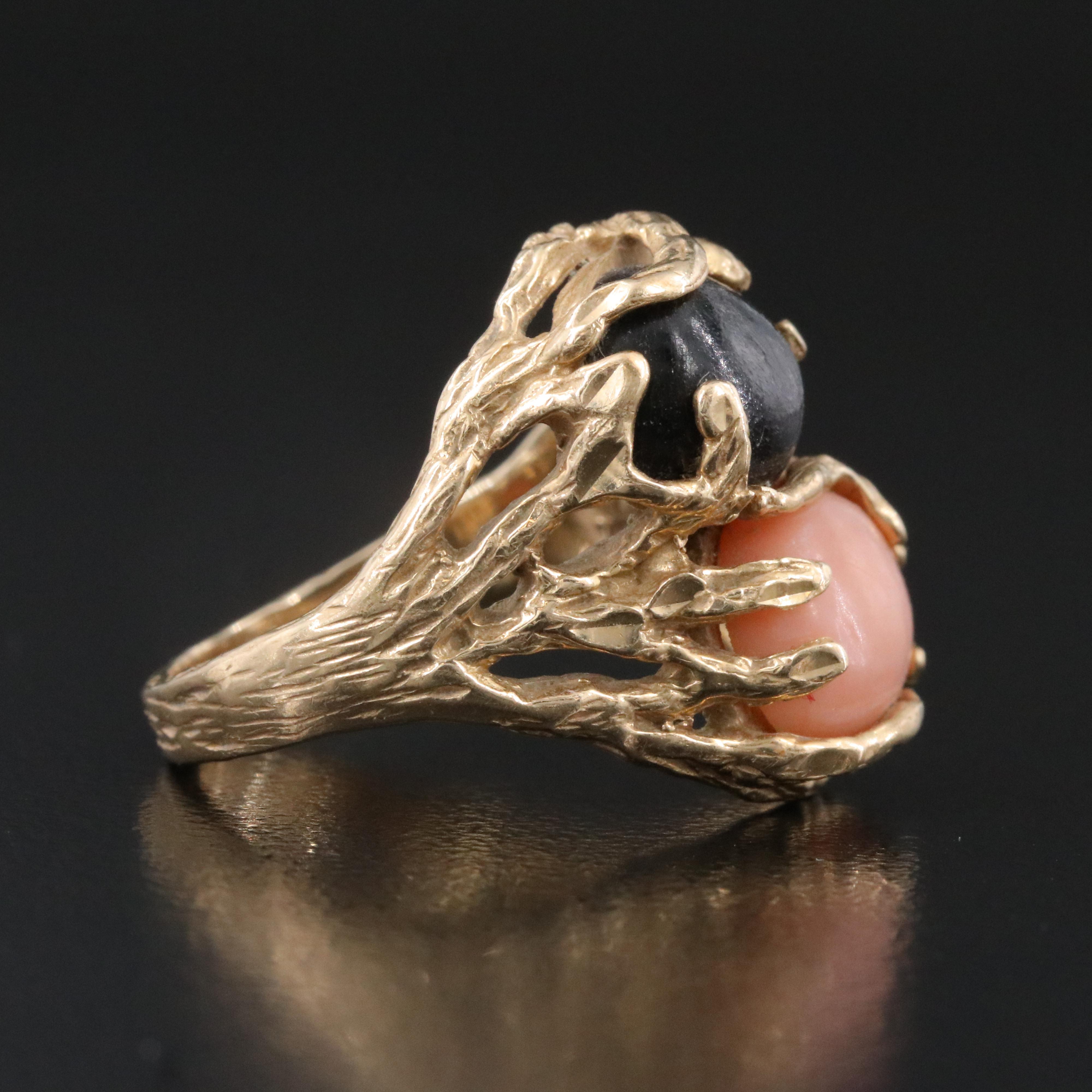 14K Coral Biomorphic Ring