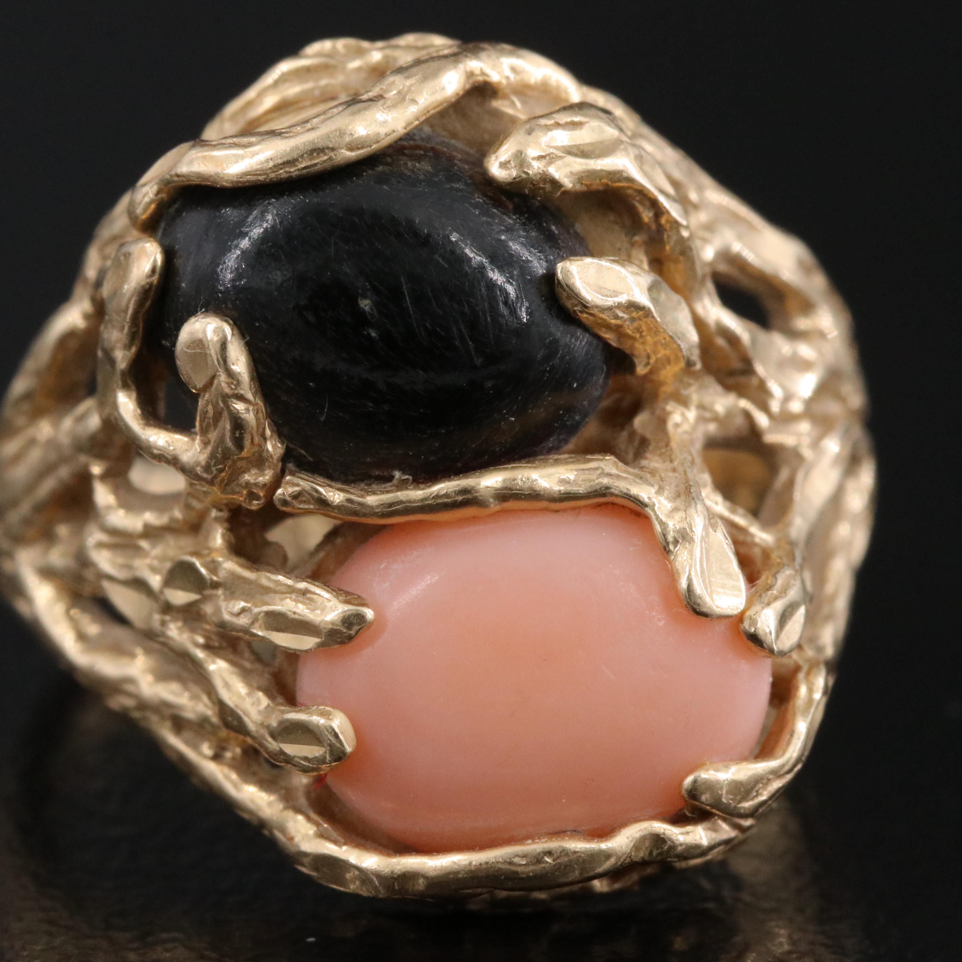 14K Coral Biomorphic Ring