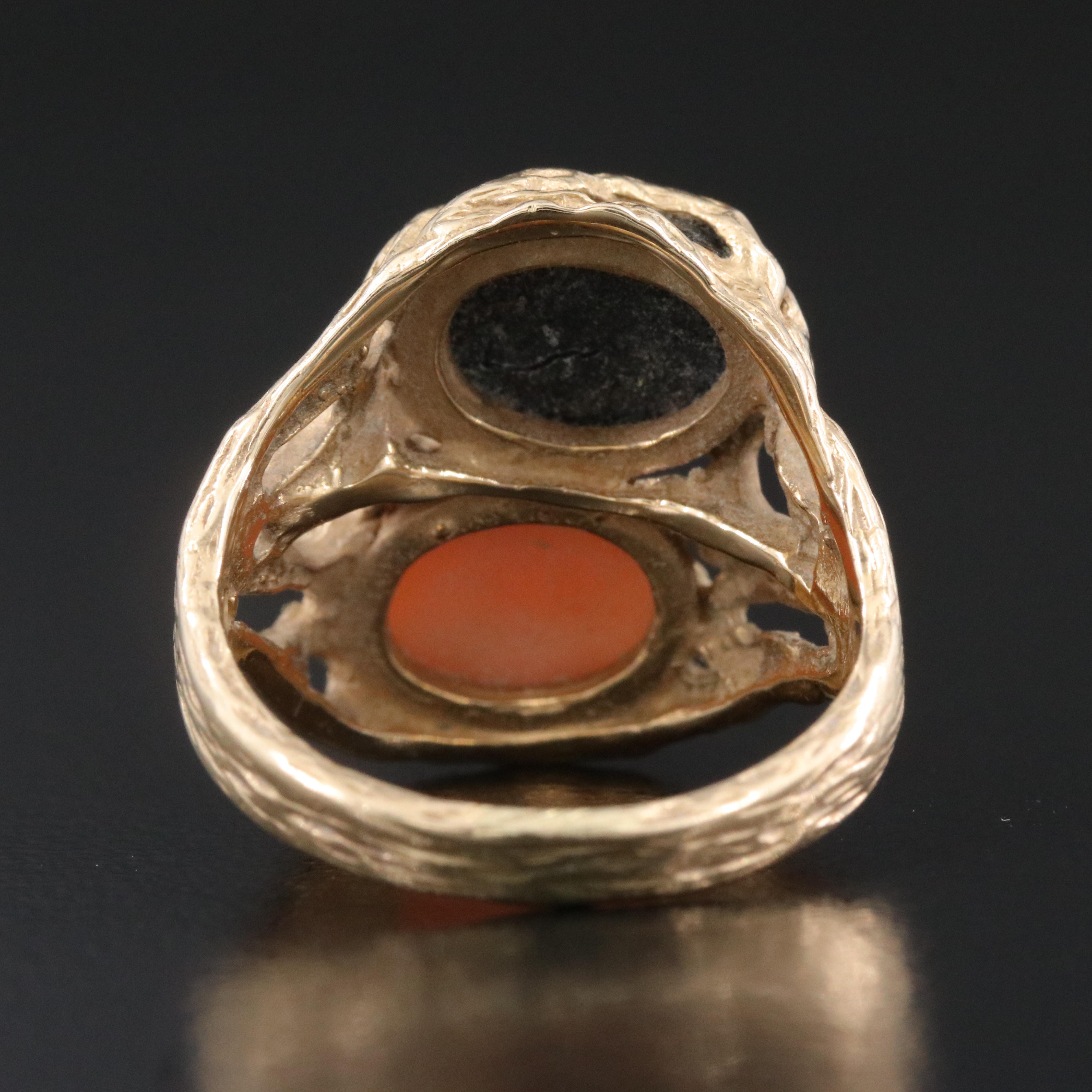 14K Coral Biomorphic Ring