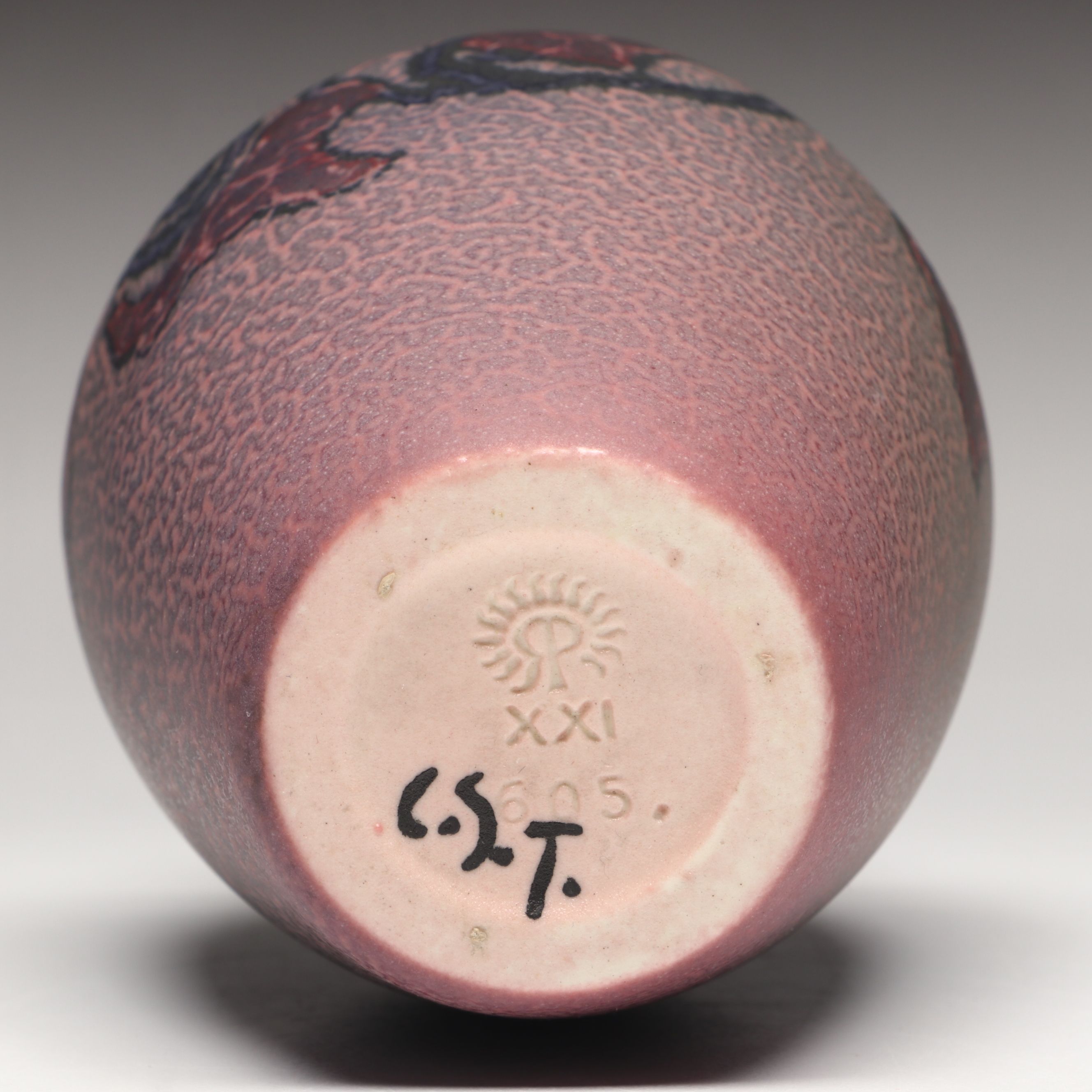 Charles Stewart Todd for Rookwood Pottery Frogskin Glaze Ceramic Vase, 1921