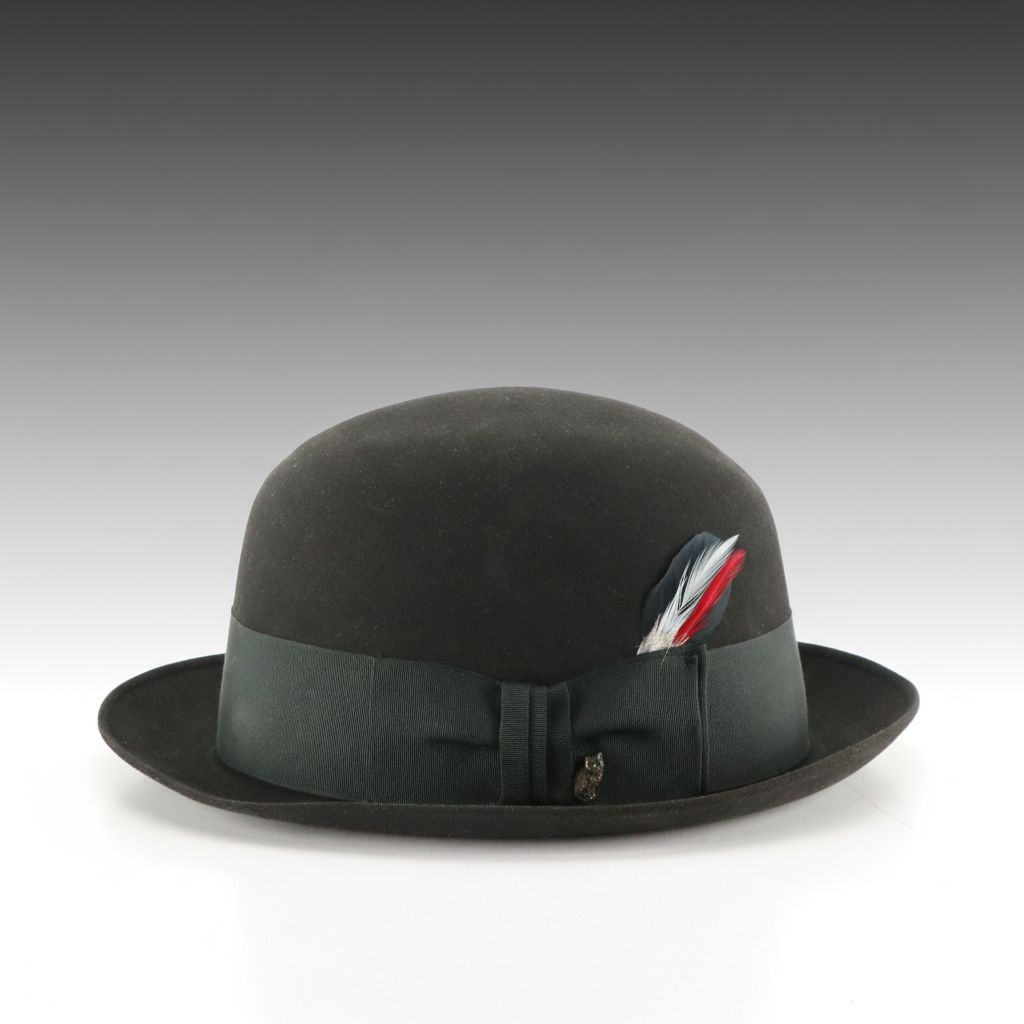 Resistol Self-Conforming Black Wool "Kitten Finish" Bowler Hat, With Box