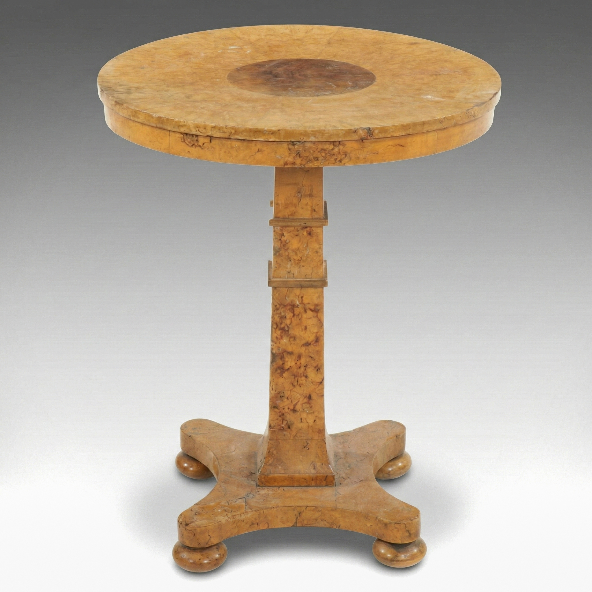 Biedermeier Burlwood Veneer Accent Table, Late 19th Century