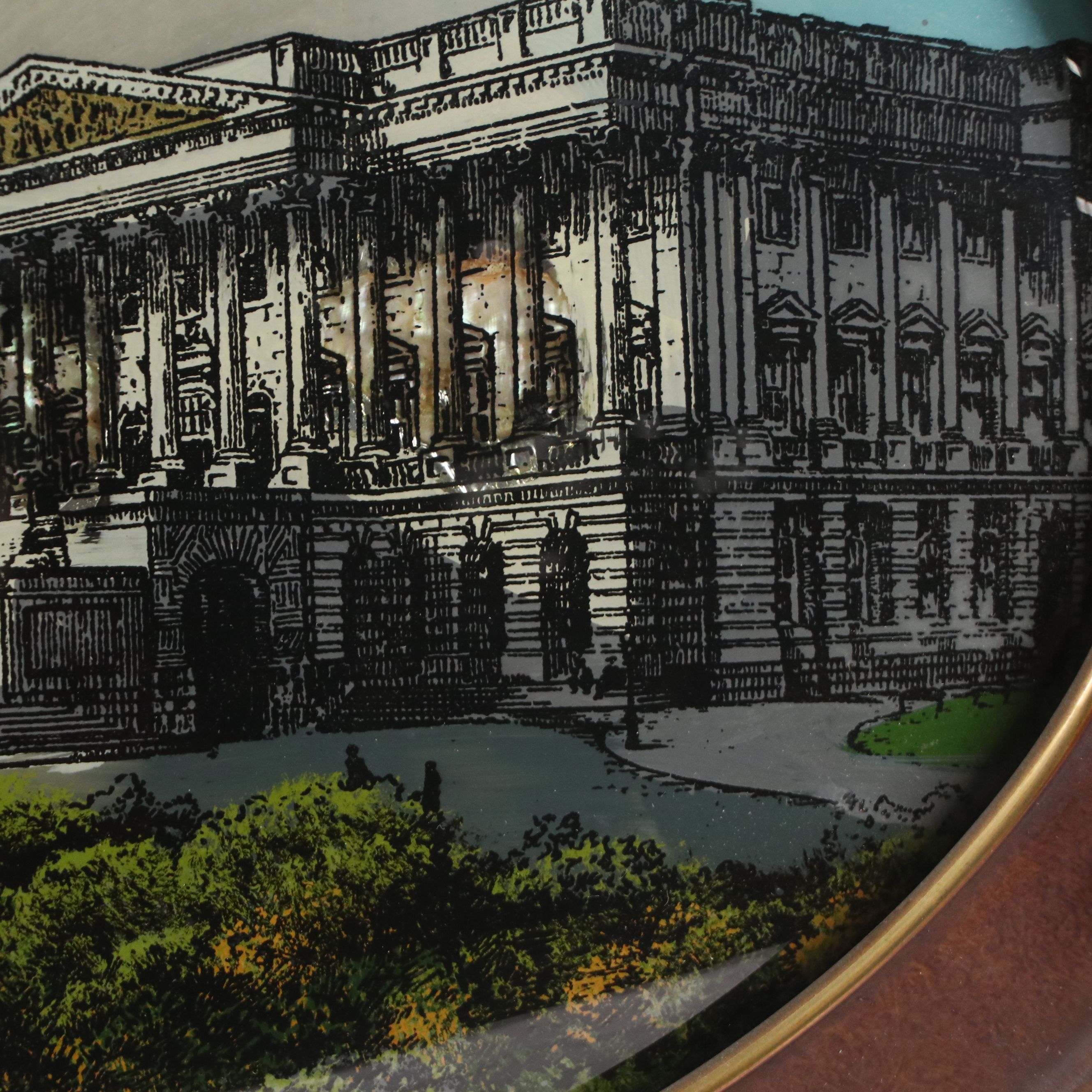 Hand-Painted Reverse Glass Lithograph "U.S. Capitol Bldg.," 1916